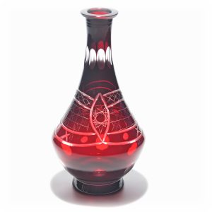 Böhmisches Rotes Bleikristall-Dekanter, Handgefertigtes Geschliffenes Glasgefäß, Vintage-Fund