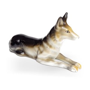 Hundefigur, Porzellan Hundeskulptur, Haustierstatue, MCM Raumdekor Für Hundefreunde, Einzigartige Geschenkidee Handbemalt.