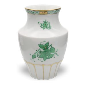 Herend Porzellan Grüner Chinesischer Blumenstrauß Vase, Vintage Herend Apponyi Blumenurne Vase, Handgefertigtes Ungarisches Porzellan Wohnkultur