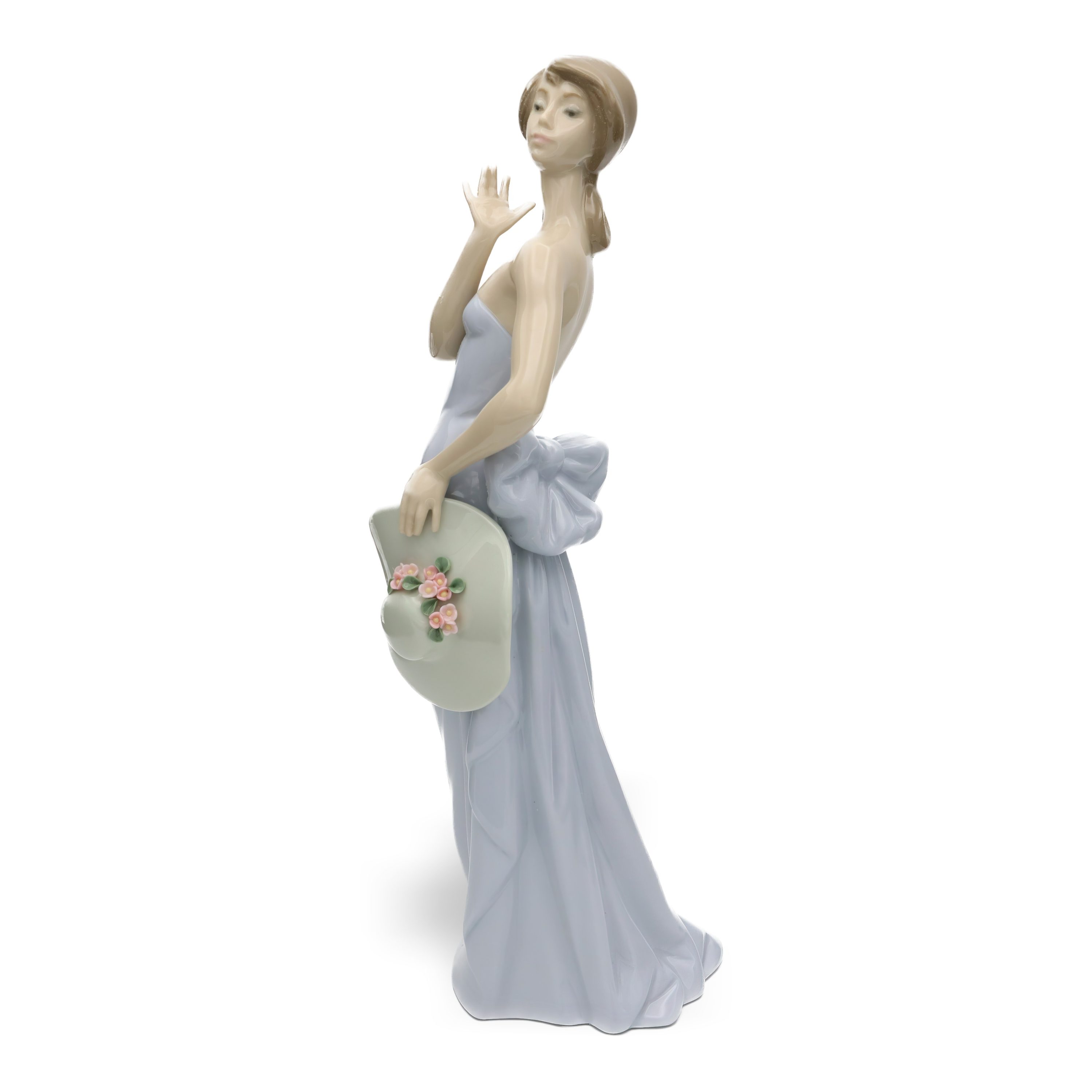 Lladro Elegante Kokette, Mädchen Mit Hut, Porzellanfigur, Vintage Art Déco Dekoration, Auslaufmodell