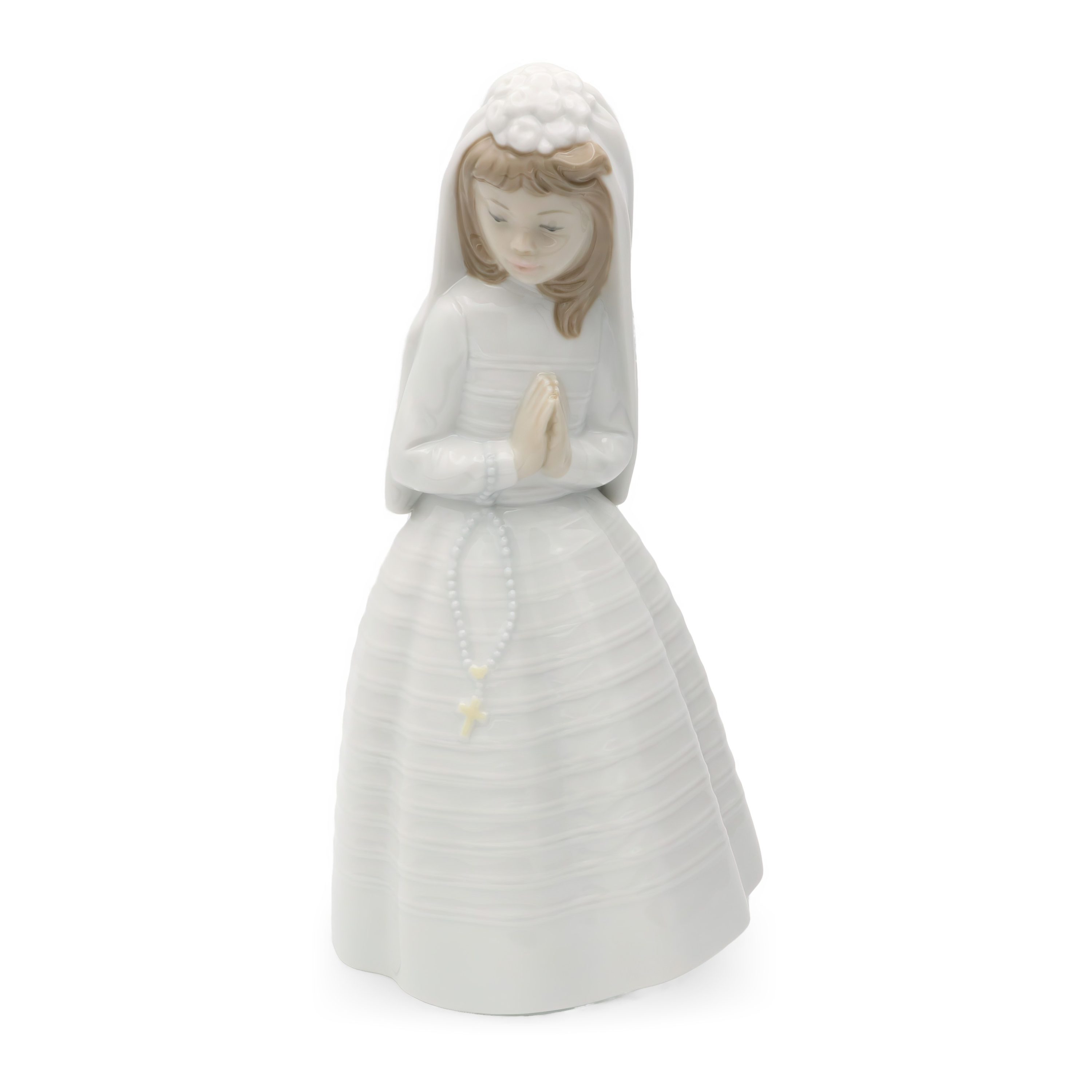 Lladro NAO Erste Kommunion, Mädchen In Weiß Gekleidet, Porzellanfigur Betendes Mädchen, Limitierte Sammleredition, Elegante Religiöse Dekoration, Geschenk Für Glaubenserfolge