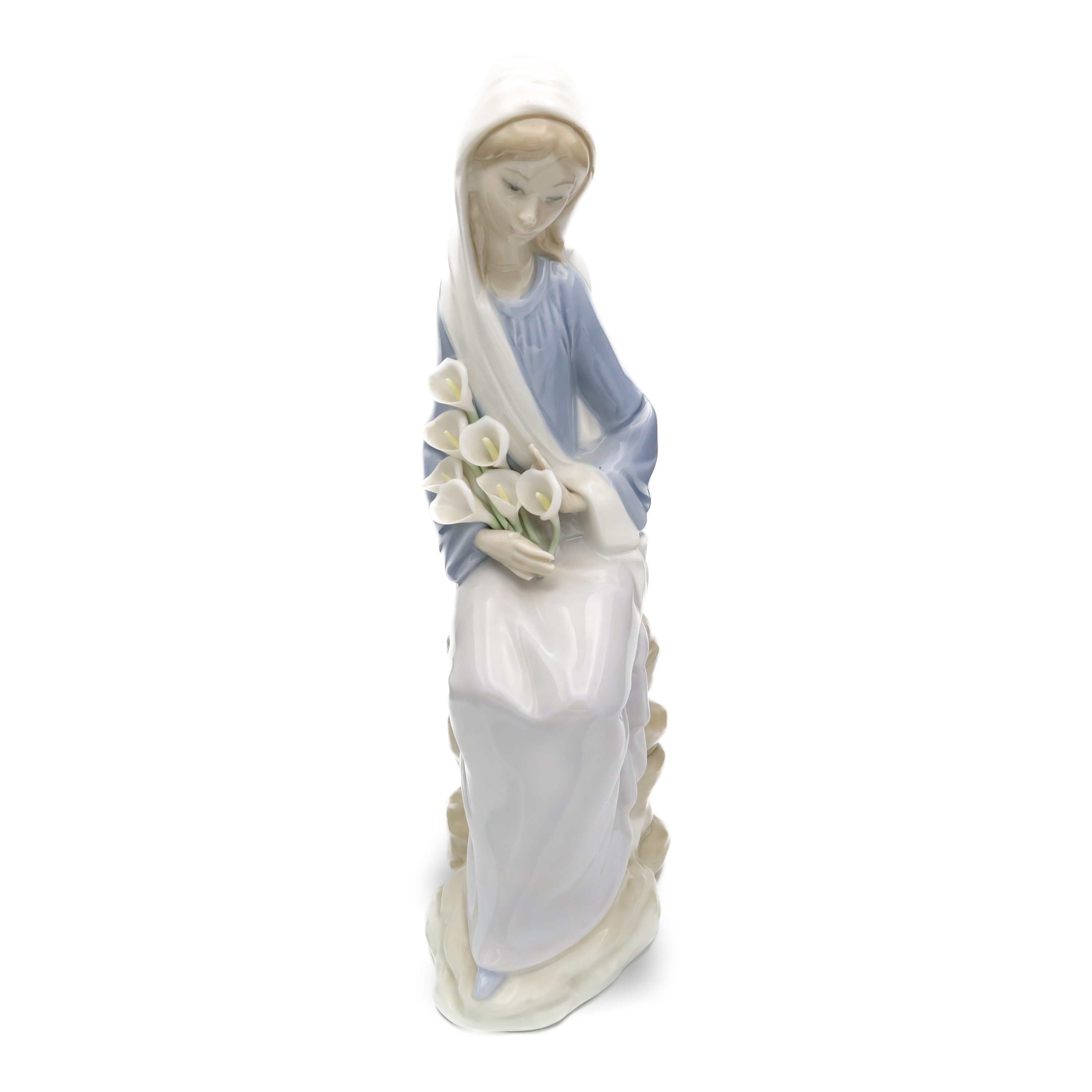 Lladro Frau Sitzt Mit Lilien, Vintage Lladro Figur, Aus Dem Programm Genommen, Blume Fehlt, Keramik Sammler Skulptur