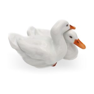 Vintage Herend-Figuren, Weiße Enten, Sammlerobjekt Porzellan Vogelstatue, Handbemalte Ungarische Dekoration, Exquisites Handgefertigtes Wohn-Accessoire Sammlerobjekt