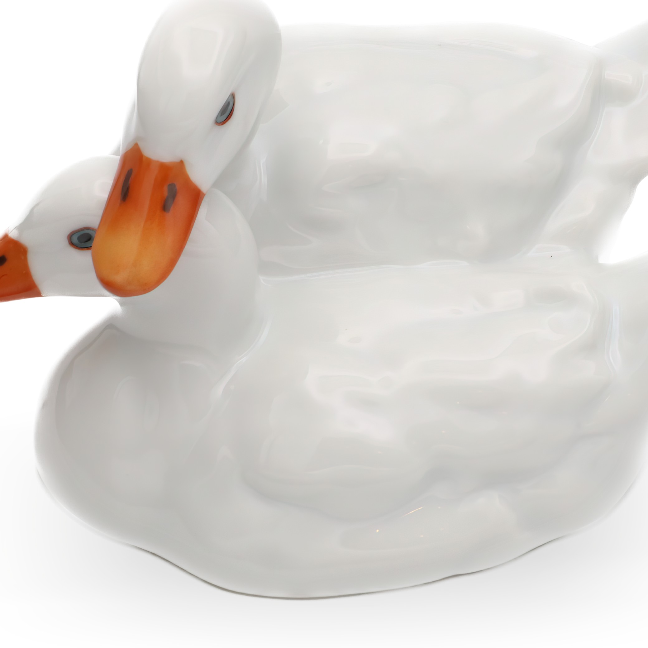 Vintage Herend-Figuren - Weiße Enten - Sammlerobjekt Porzellan Vogelstatue - Handbemalte Ungarische Dekoration