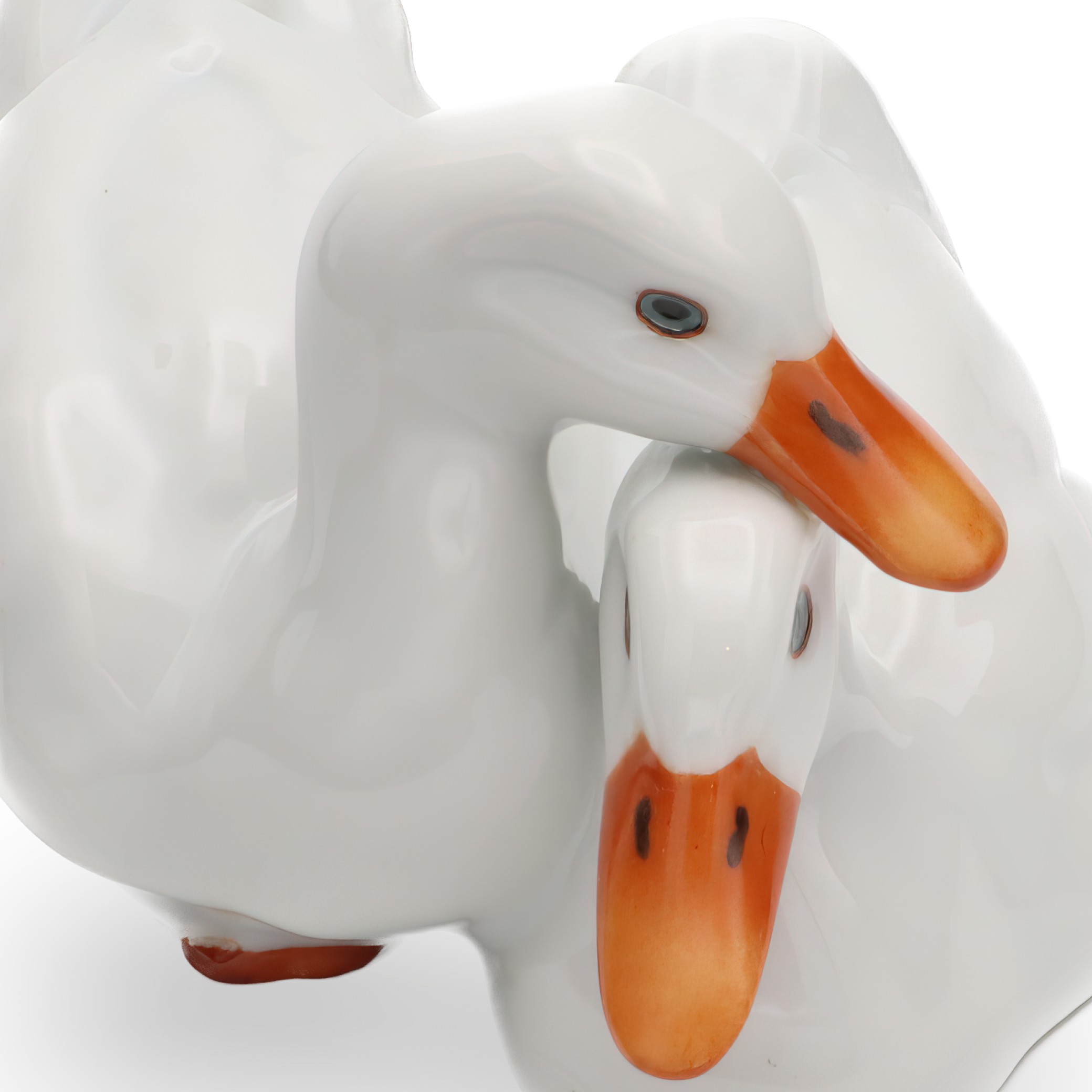 Vintage Herend-Figuren - Weiße Enten - Sammlerobjekt Porzellan Vogelstatue - Handbemalte Ungarische Dekoration