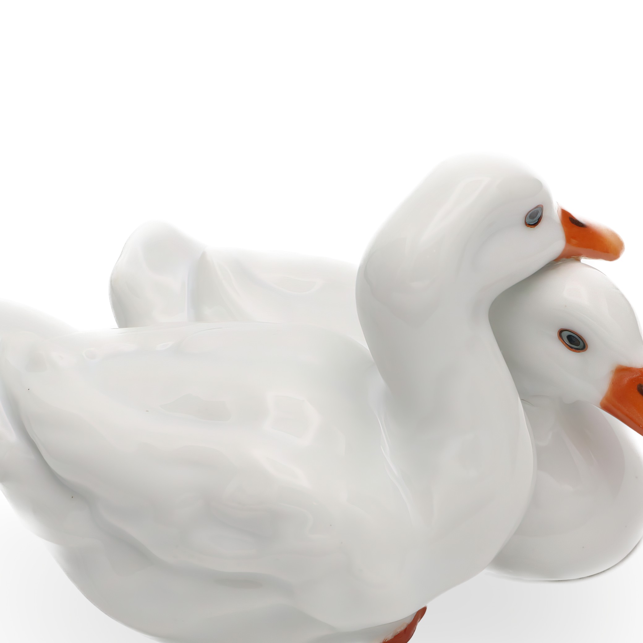 Vintage Herend-Figuren - Weiße Enten - Sammlerobjekt Porzellan Vogelstatue - Handbemalte Ungarische Dekoration