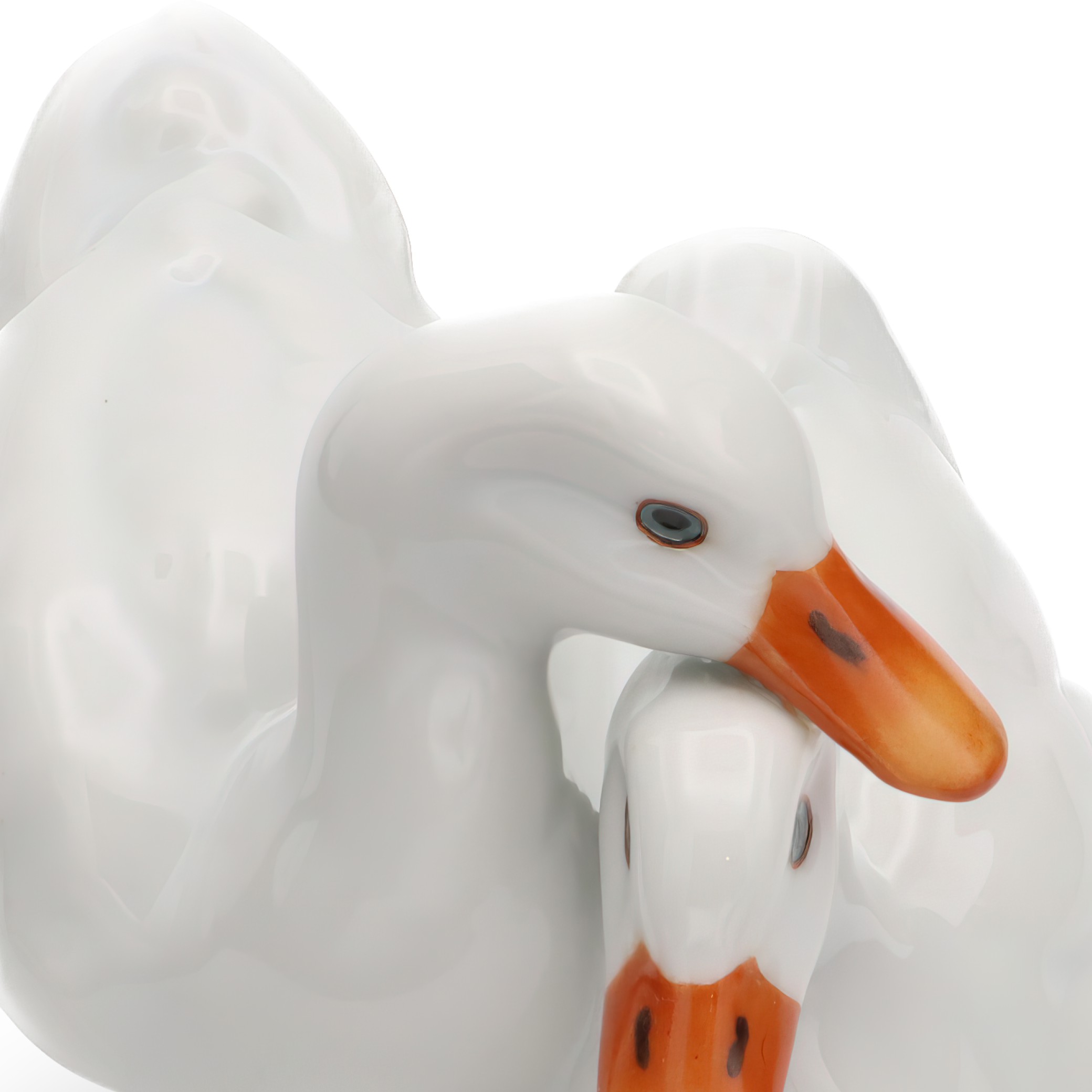 Vintage Herend-Figuren - Weiße Enten - Sammlerobjekt Porzellan Vogelstatue - Handbemalte Ungarische Dekoration