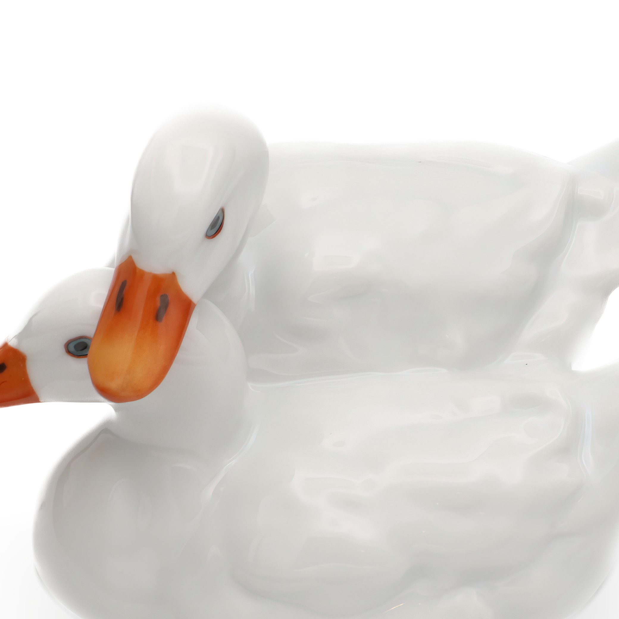 Vintage Herend-Figuren - Weiße Enten - Sammlerobjekt Porzellan Vogelstatue - Handbemalte Ungarische Dekoration