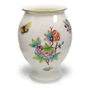 Vintage Herend Queen Victoria Vase, Handbemalte Blumen-Porzellanvasen, Ungarisches Dekoratives Sammlerstück