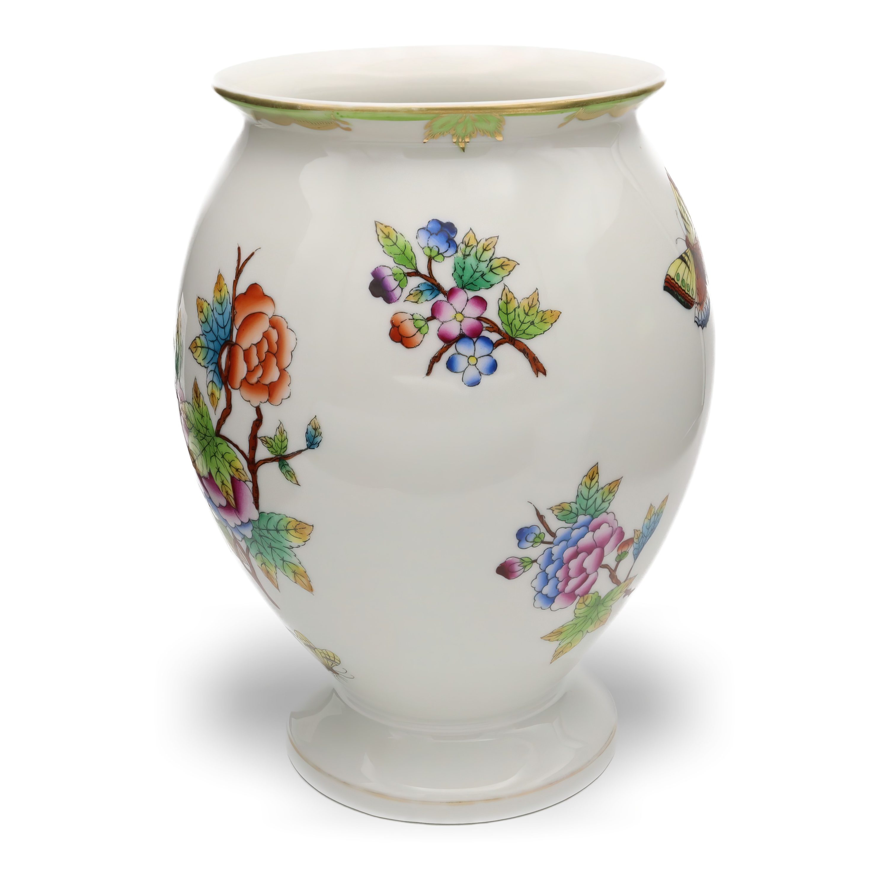 Vintage Herend Queen Victoria Vase, Handbemalte Blumen-Porzellanvasen, Ungarisches Dekoratives Sammlerstück