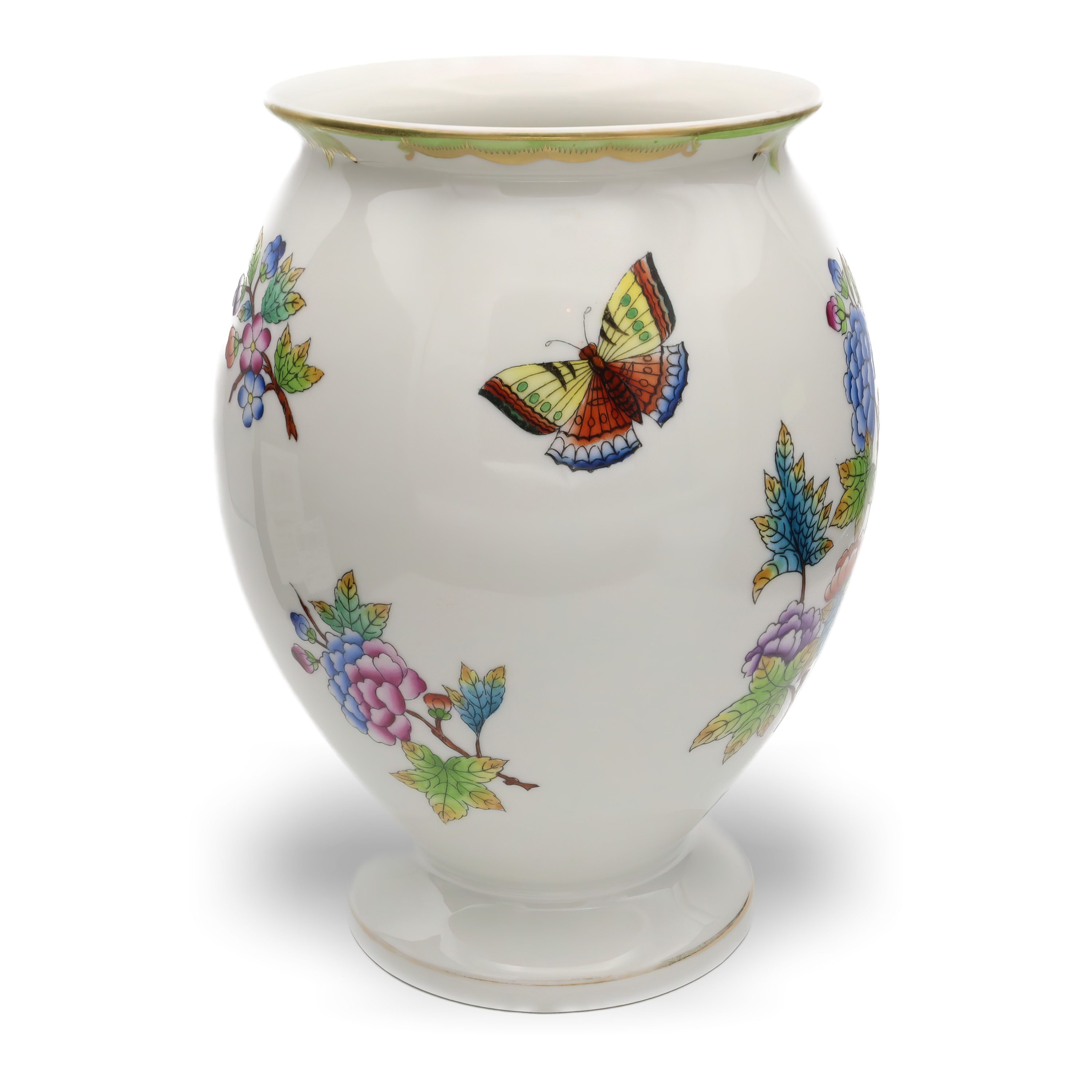 Vintage Herend Queen Victoria Vase, Handbemalte Blumen-Porzellanvasen, Ungarisches Dekoratives Sammlerstück