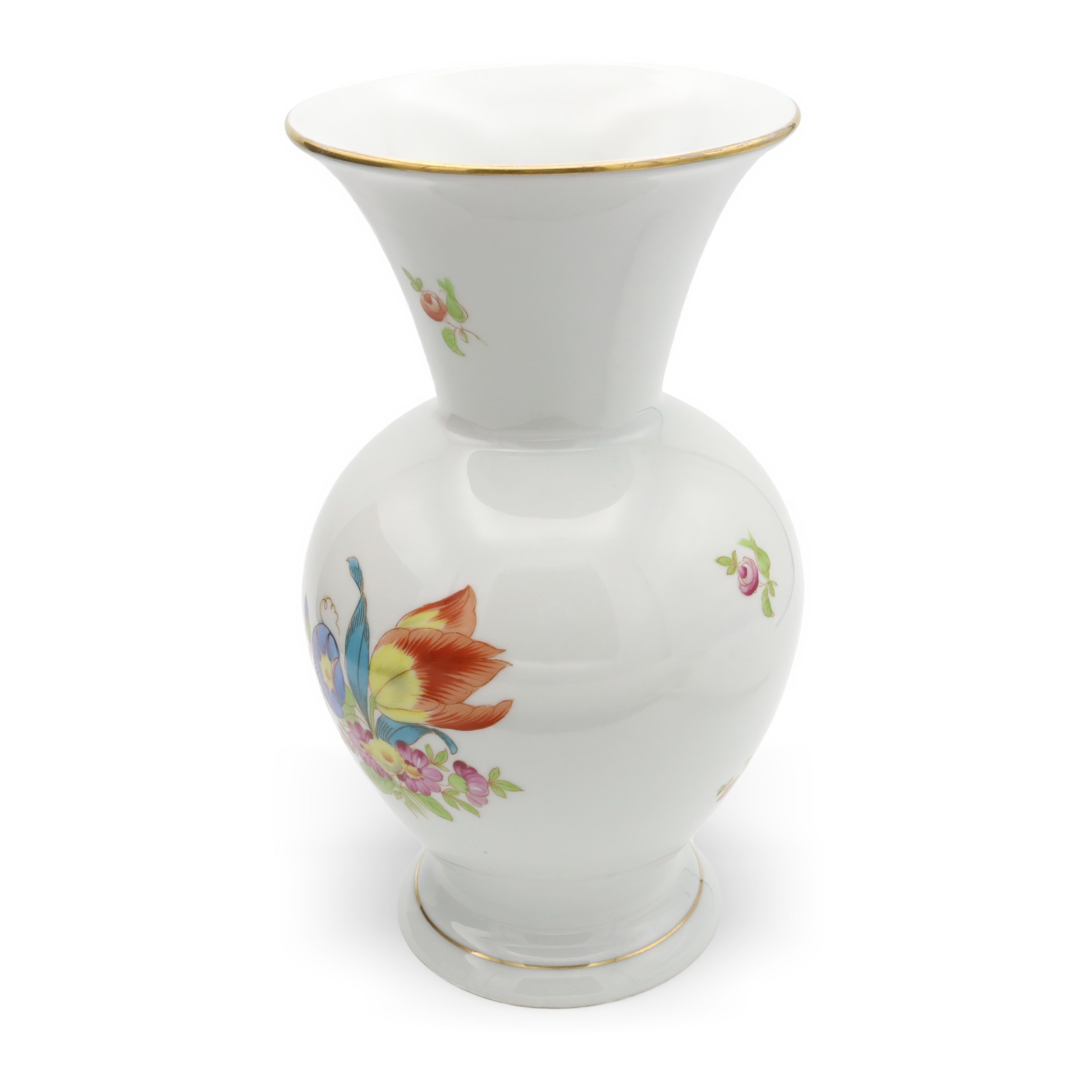 Herend Luxusvase - Große Porzellan Blumenvase - Dekorative Handbemalte Vase - Blumen Gefäß - MCM Ungarische Vintage Zimmerdeko