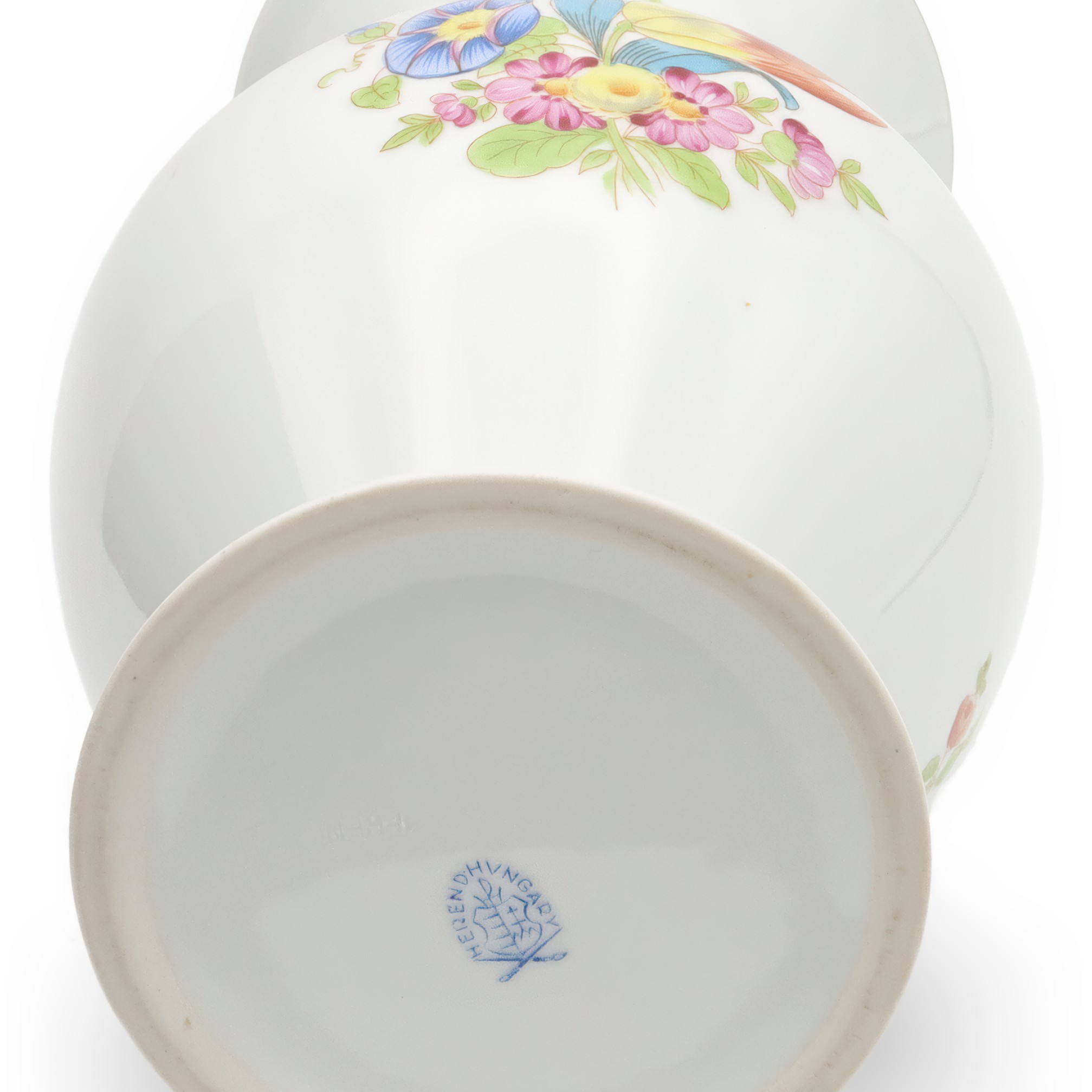 Herend Luxusvase - Große Porzellan Blumenvase - Dekorative Handbemalte Vase - Blumen Gefäß - MCM Ungarische Vintage Zimmerdeko