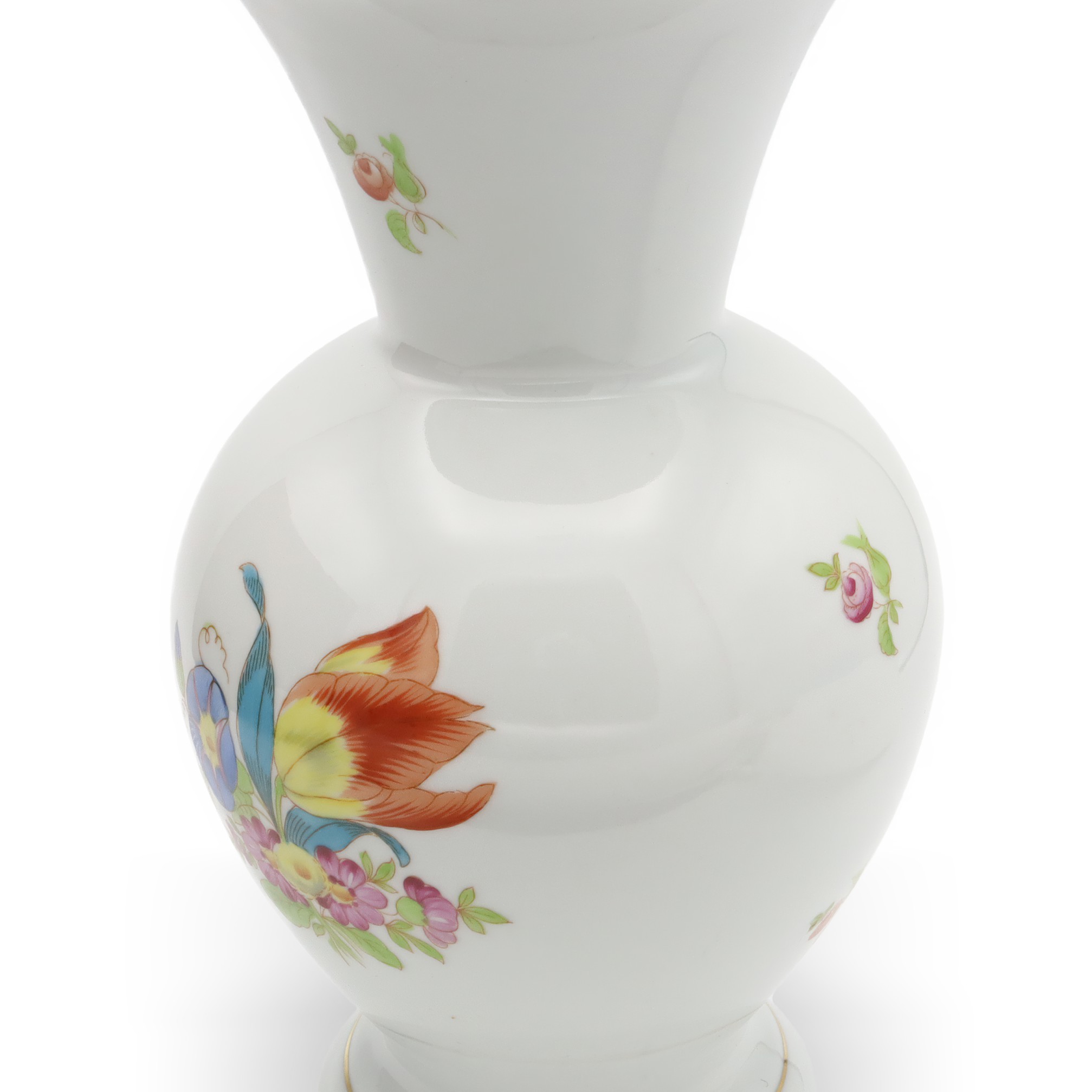 Herend Luxusvase - Große Porzellan Blumenvase - Dekorative Handbemalte Vase - Blumen Gefäß - MCM Ungarische Vintage Zimmerdeko