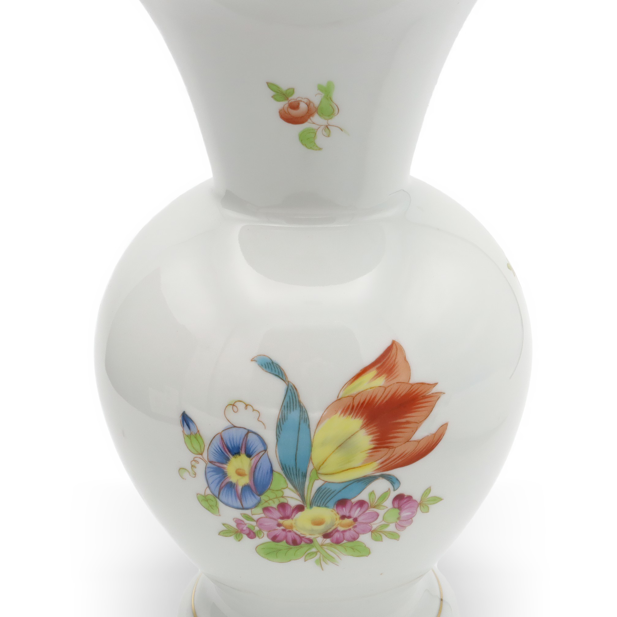 Herend Luxusvase - Große Porzellan Blumenvase - Dekorative Handbemalte Vase - Blumen Gefäß - MCM Ungarische Vintage Zimmerdeko