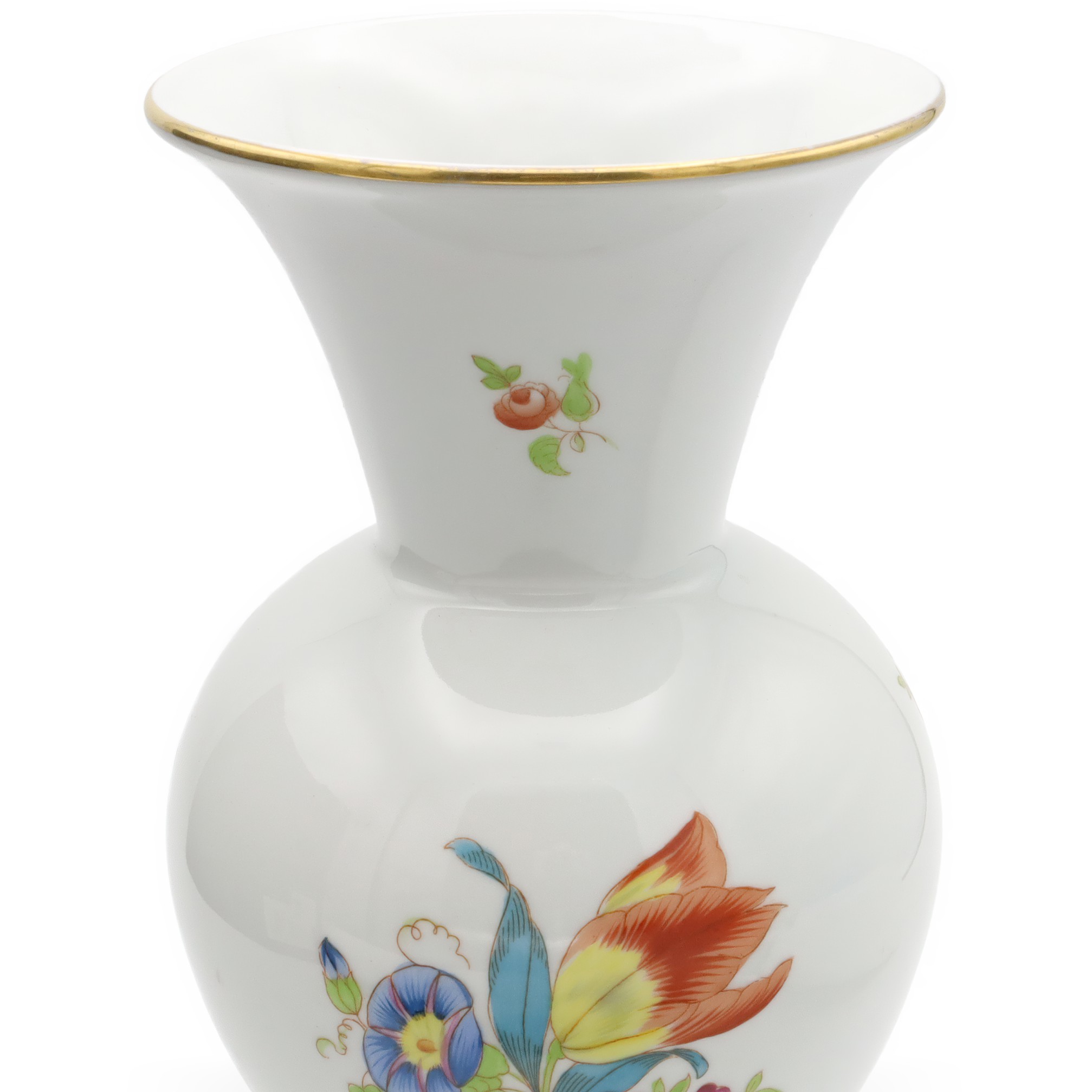 Herend Luxusvase - Große Porzellan Blumenvase - Dekorative Handbemalte Vase - Blumen Gefäß - MCM Ungarische Vintage Zimmerdeko