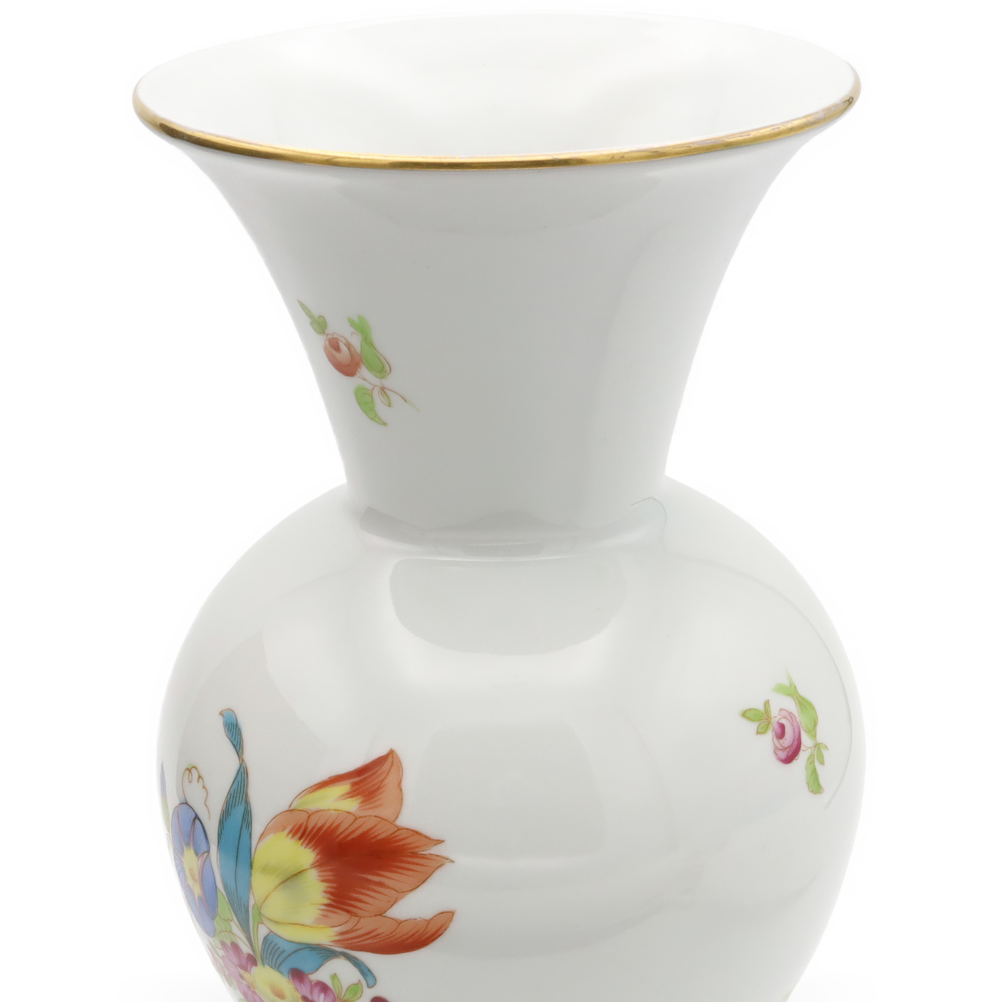 Herend Luxusvase - Große Porzellan Blumenvase - Dekorative Handbemalte Vase - Blumen Gefäß - MCM Ungarische Vintage Zimmerdeko