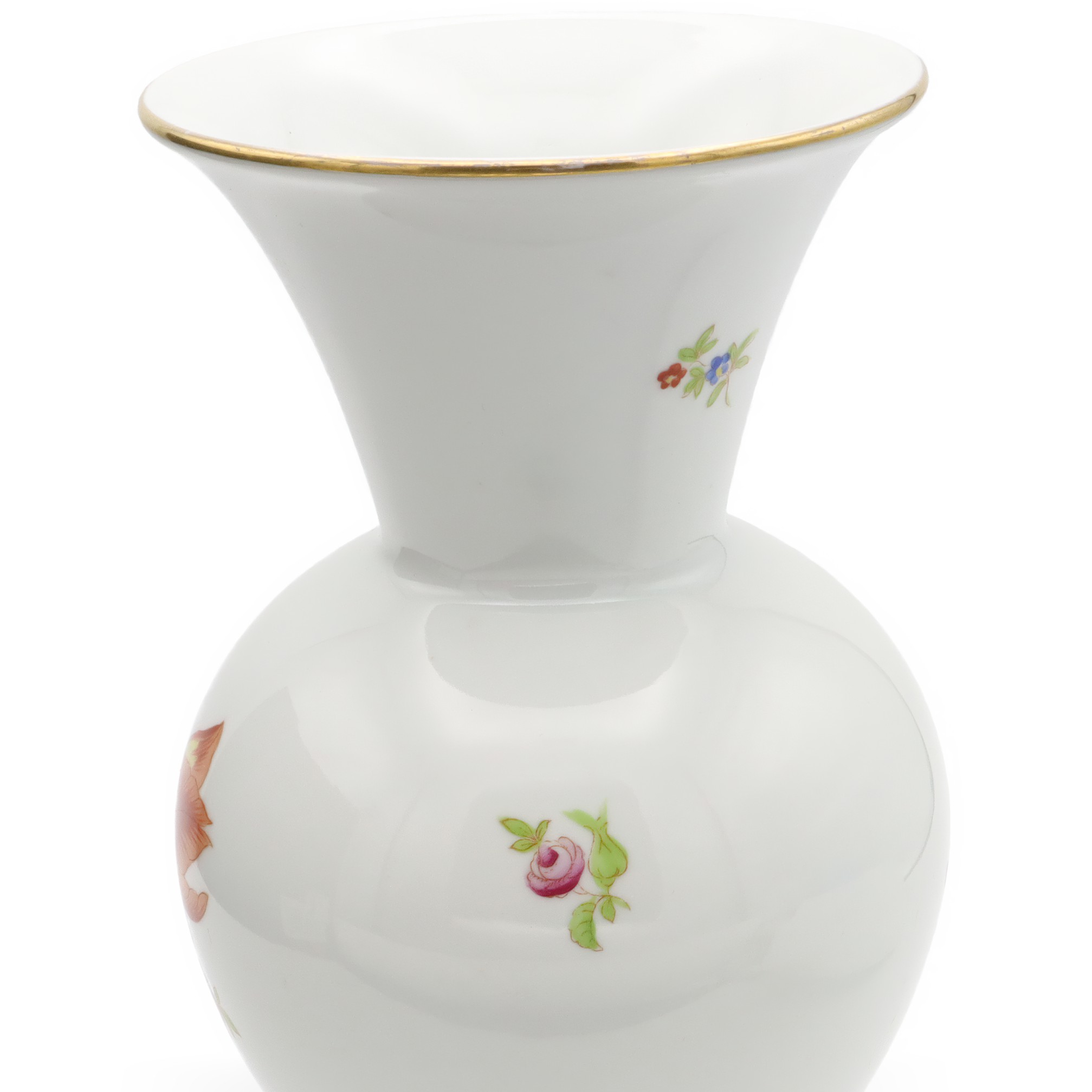 Herend Luxusvase - Große Porzellan Blumenvase - Dekorative Handbemalte Vase - Blumen Gefäß - MCM Ungarische Vintage Zimmerdeko