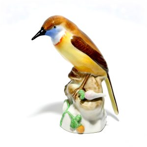 Herend Porzellan Vogelfigur, Handbemalte Nachtigall Skulptur, Vintage Sammler Deko, Ungarische Feine Porzellankunst, Elegante Geschenkidee