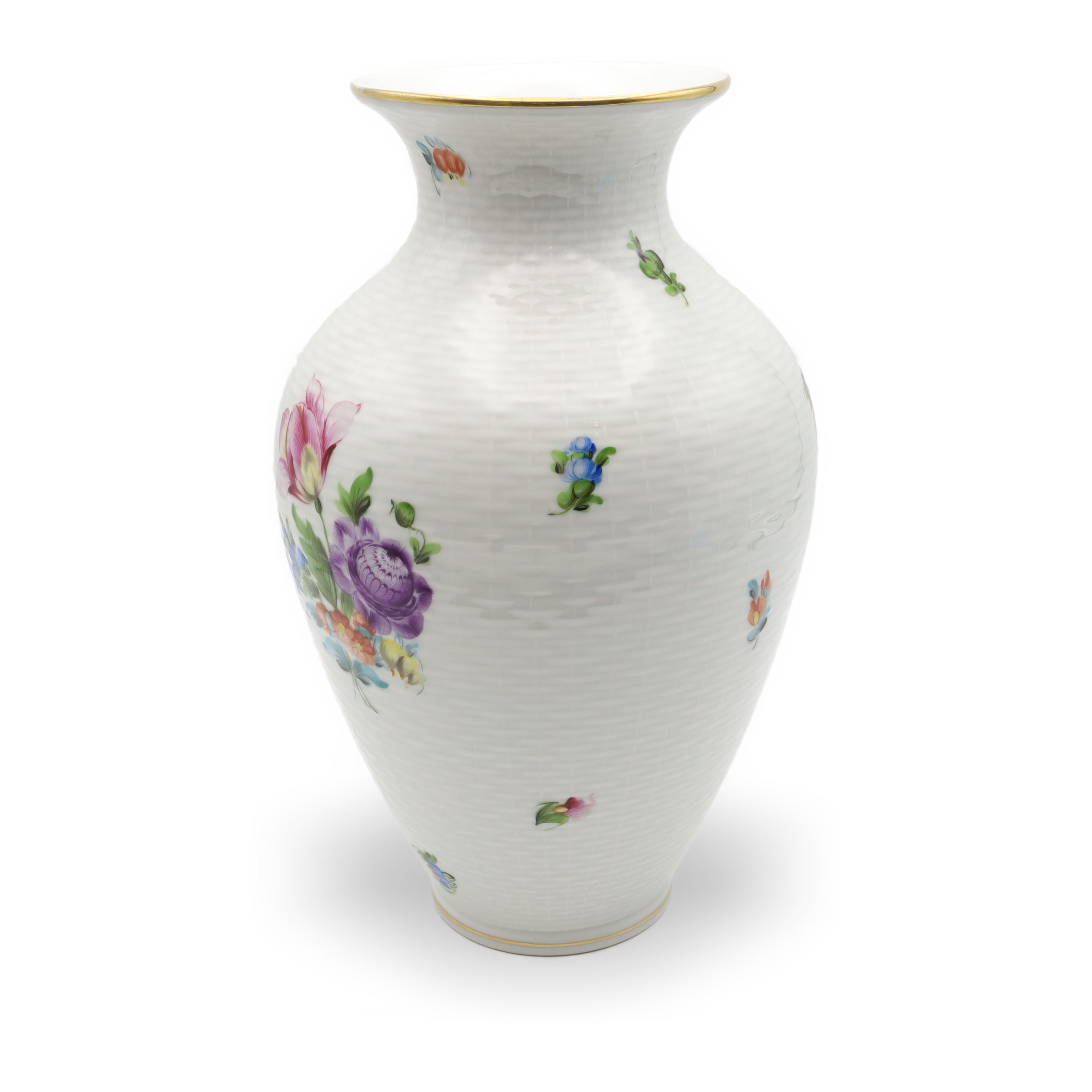 Herend Vase - Große Porzellan Blumen Vase - Dekorative Handbemalte Vase - Blumen Gefäß - Ungarische Vintage Raumausstattung