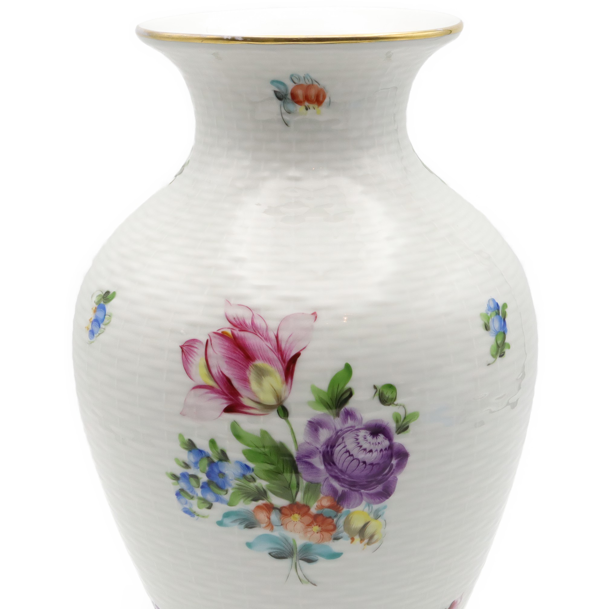 Herend Vase - Große Porzellan Blumen Vase - Dekorative Handbemalte Vase - Blumen Gefäß - Ungarische Vintage Raumausstattung