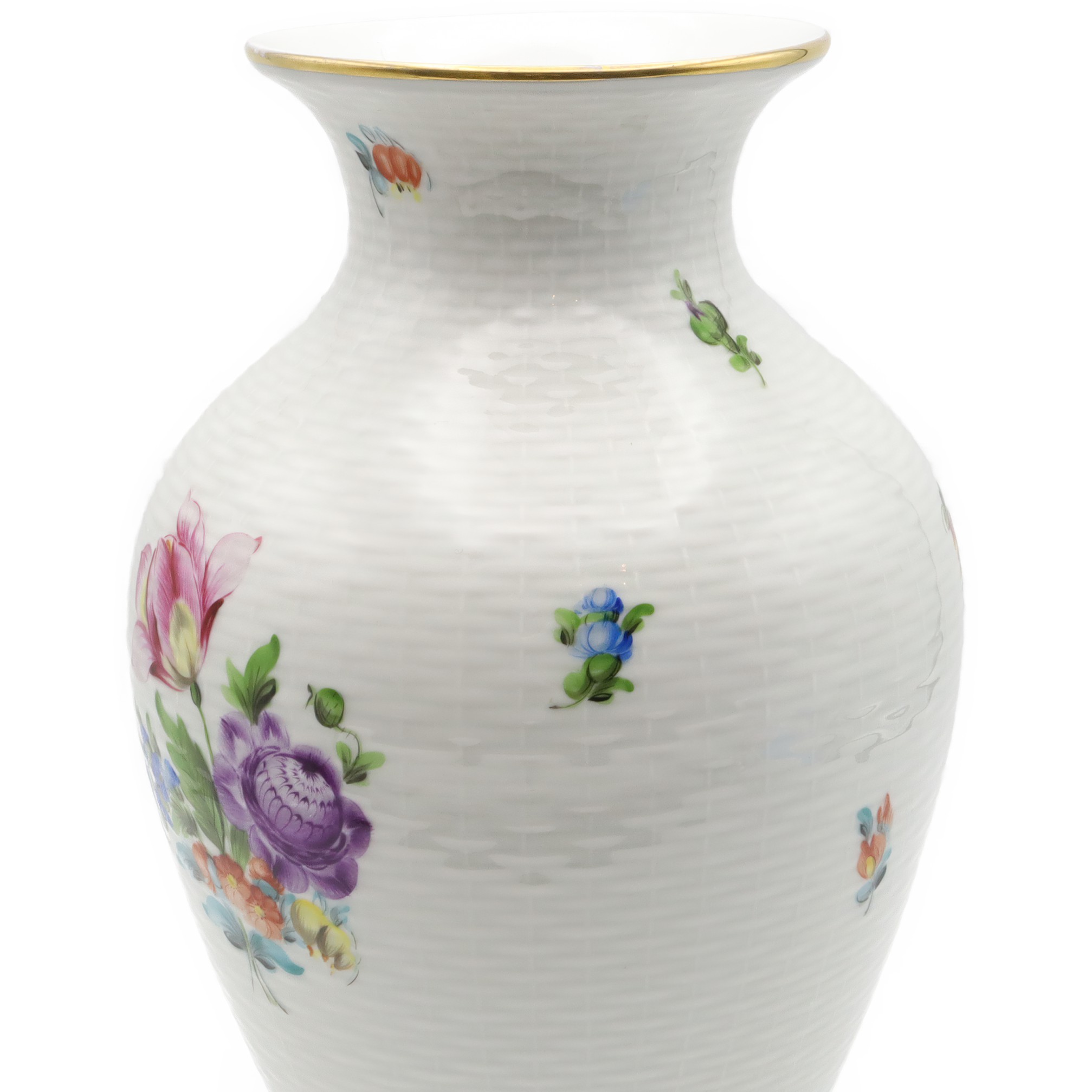 Herend Vase - Große Porzellan Blumen Vase - Dekorative Handbemalte Vase - Blumen Gefäß - Ungarische Vintage Raumausstattung
