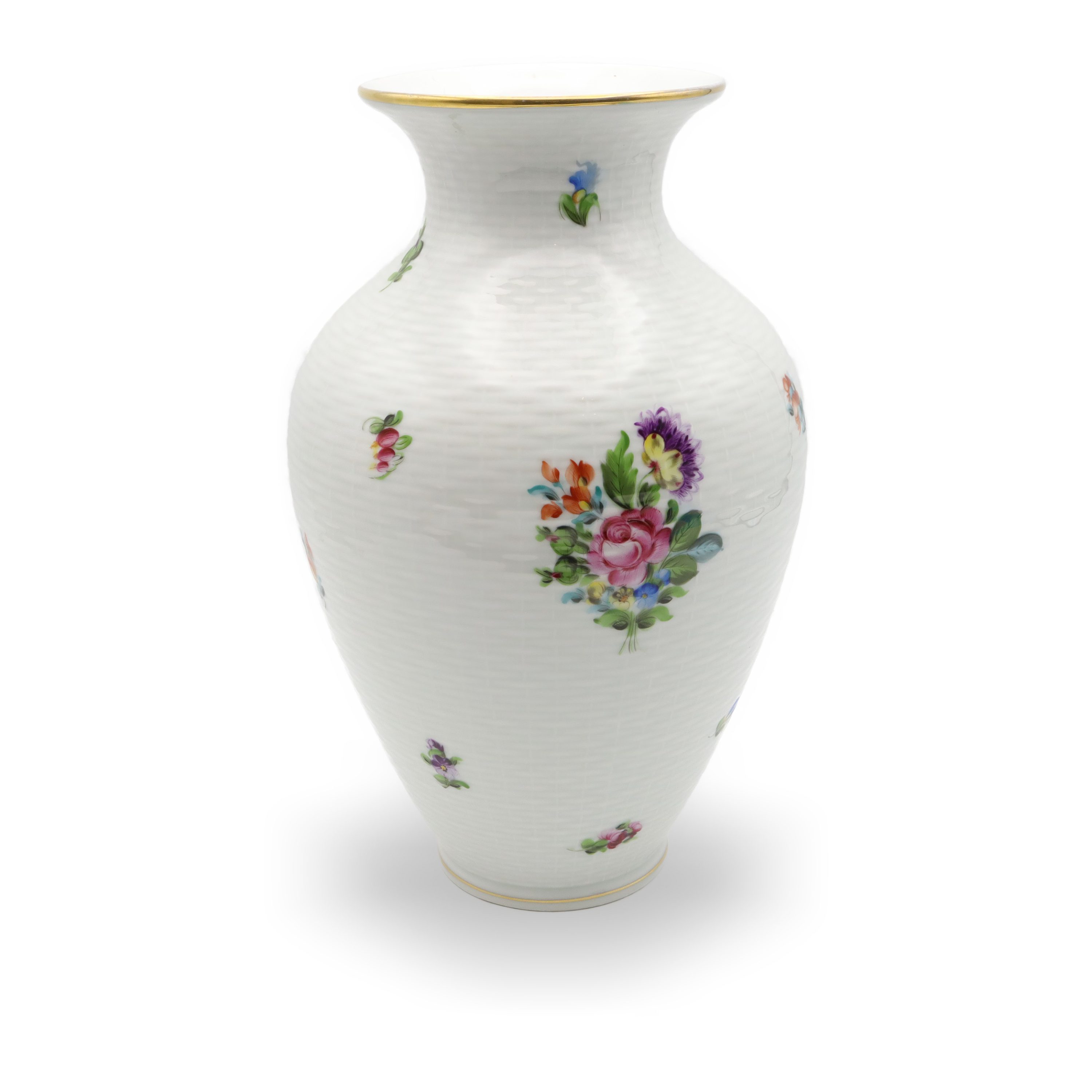 Herend Vase - Große Porzellan Blumen Vase - Dekorative Handbemalte Vase - Blumen Gefäß - Ungarische Vintage Raumausstattung