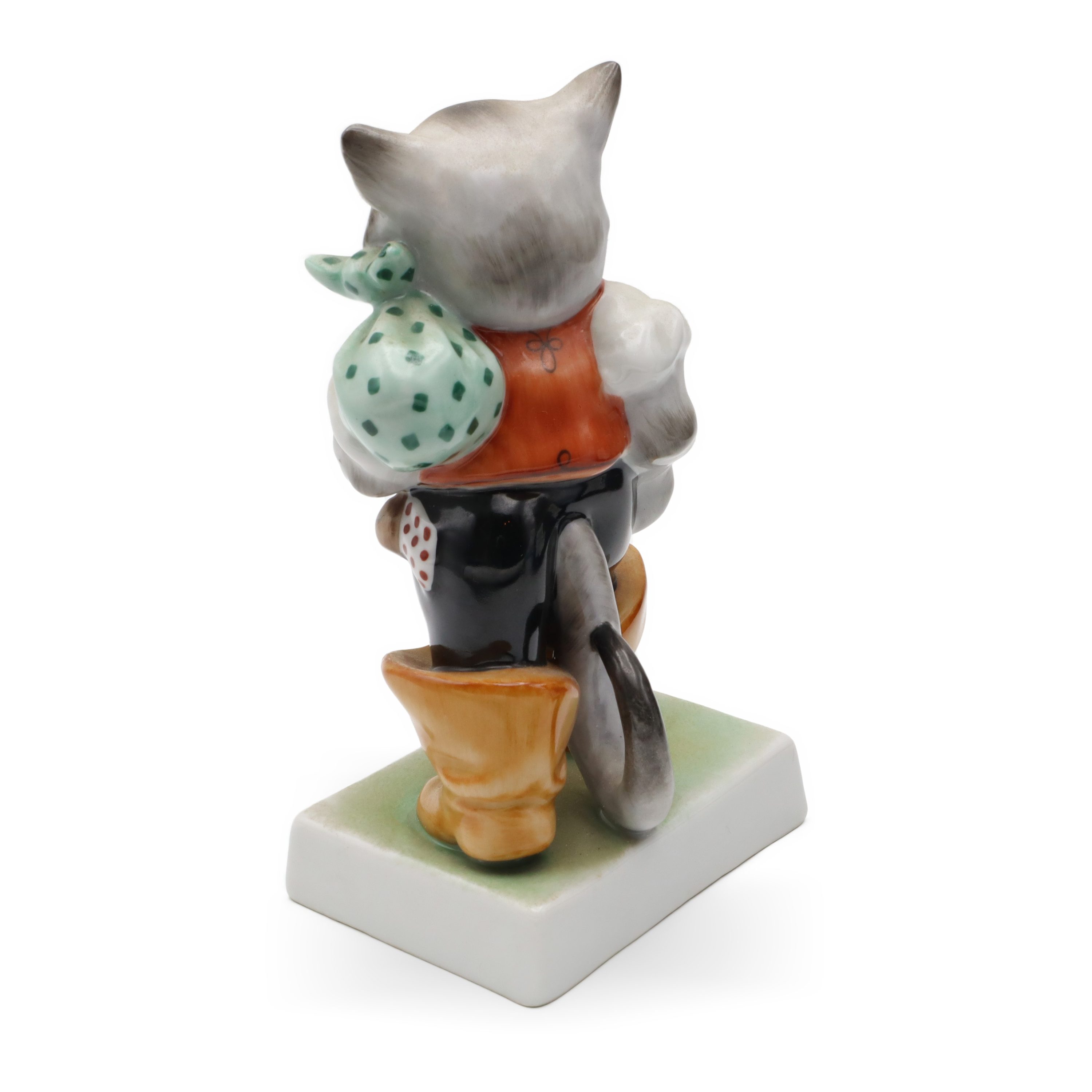 Der Gestiefelte Kater Herend Porzellanfigur, Katzenskulptur, Katzen-Sammelobjekt, Vintage Herend Katzenstatue Handbemalt, Keramik.