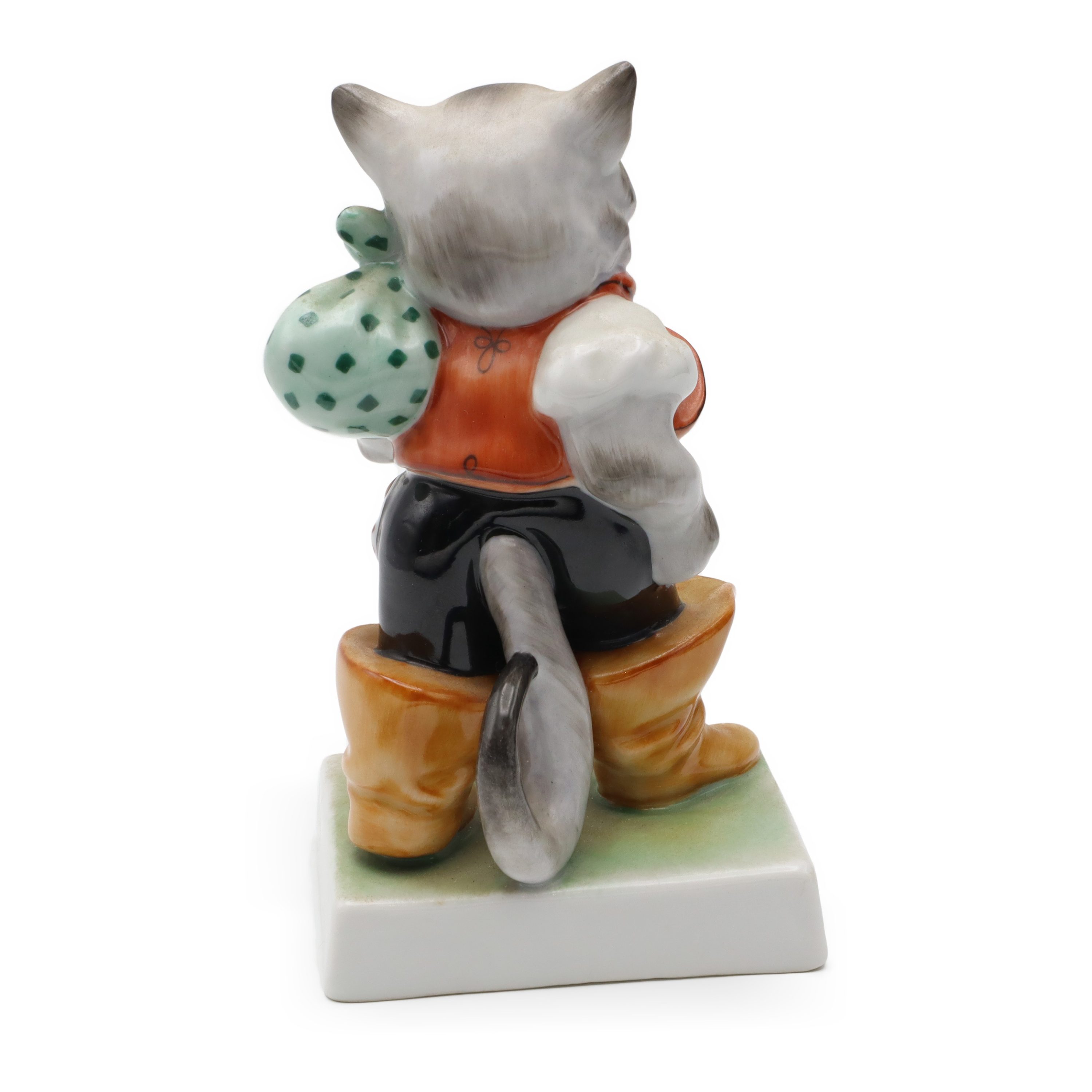 Der Gestiefelte Kater Herend Porzellanfigur, Katzenskulptur, Katzen-Sammelobjekt, Vintage Herend Katzenstatue Handbemalt, Keramik.