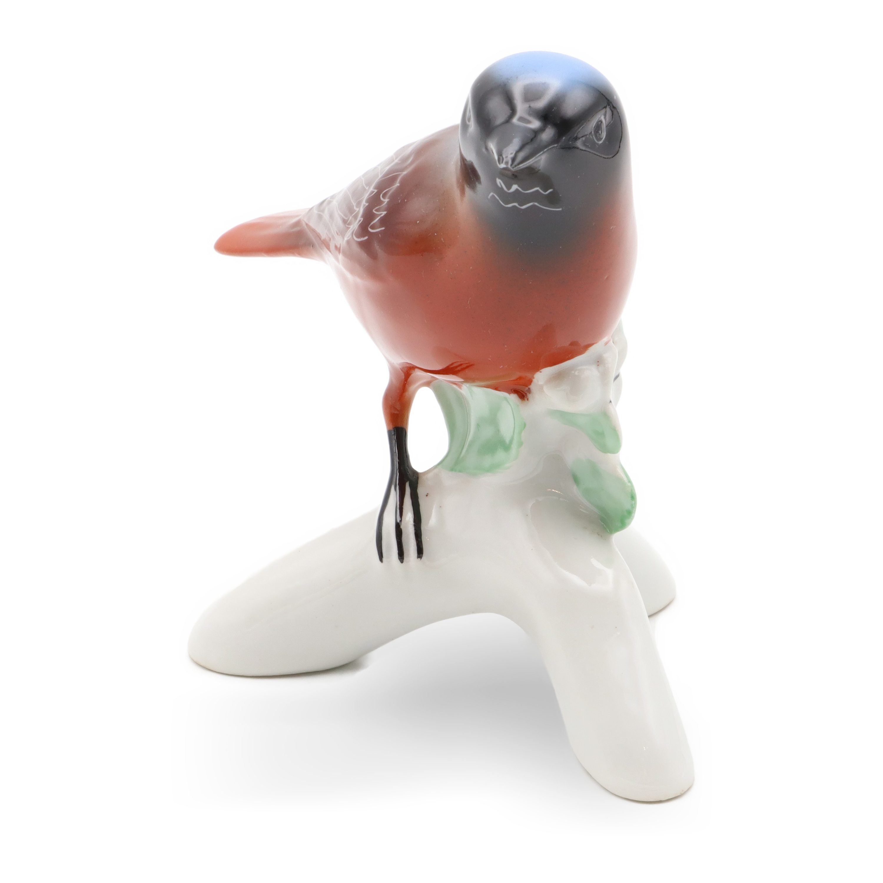 Rote Vogel Porzellanfigur - Vogelkunst - Böhmisches Porzellan - Seltenes Vintage-Sammlerstück Handbemalt - Keramikskulptur