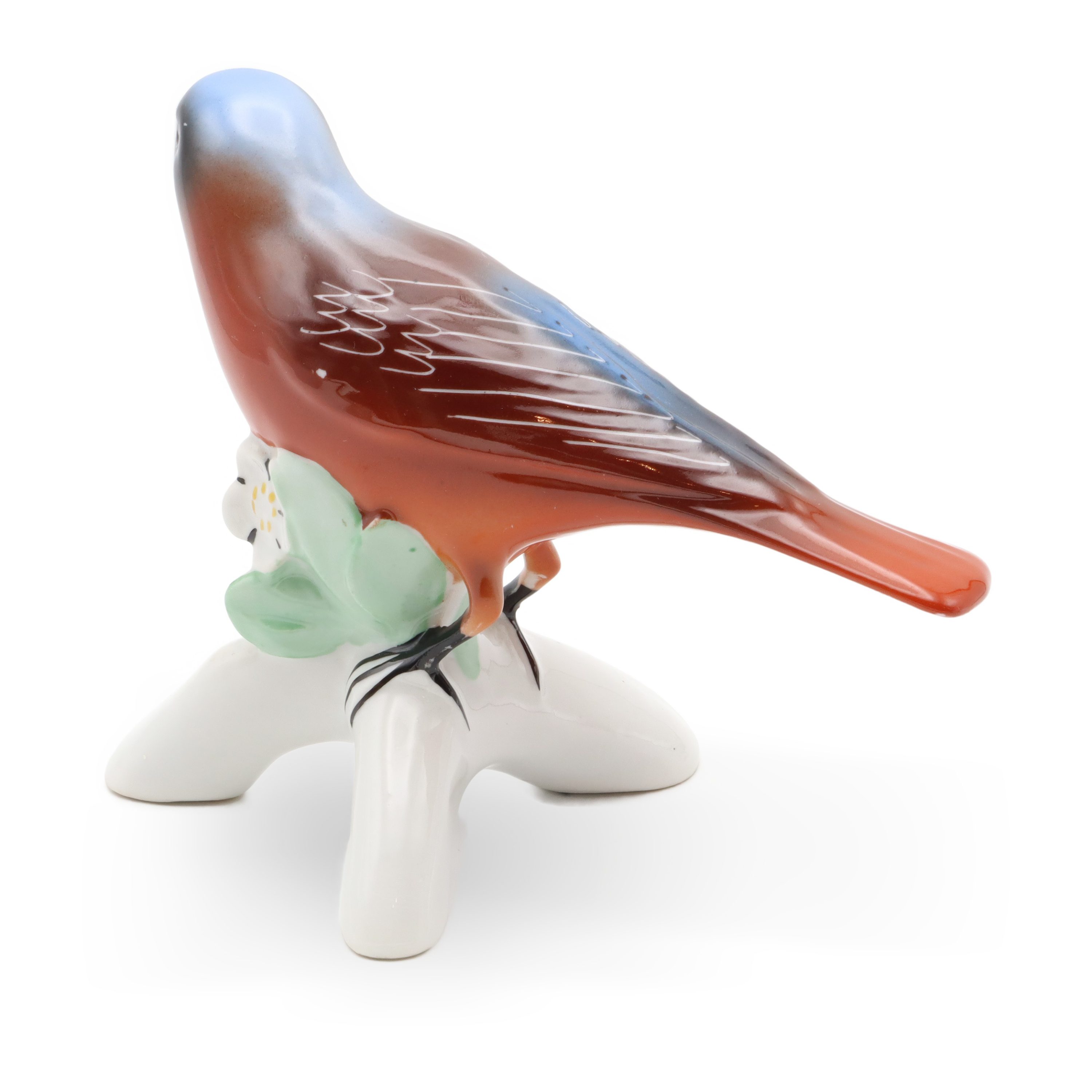 Rote Vogel Porzellanfigur - Vogelkunst - Böhmisches Porzellan - Seltenes Vintage-Sammlerstück Handbemalt - Keramikskulptur