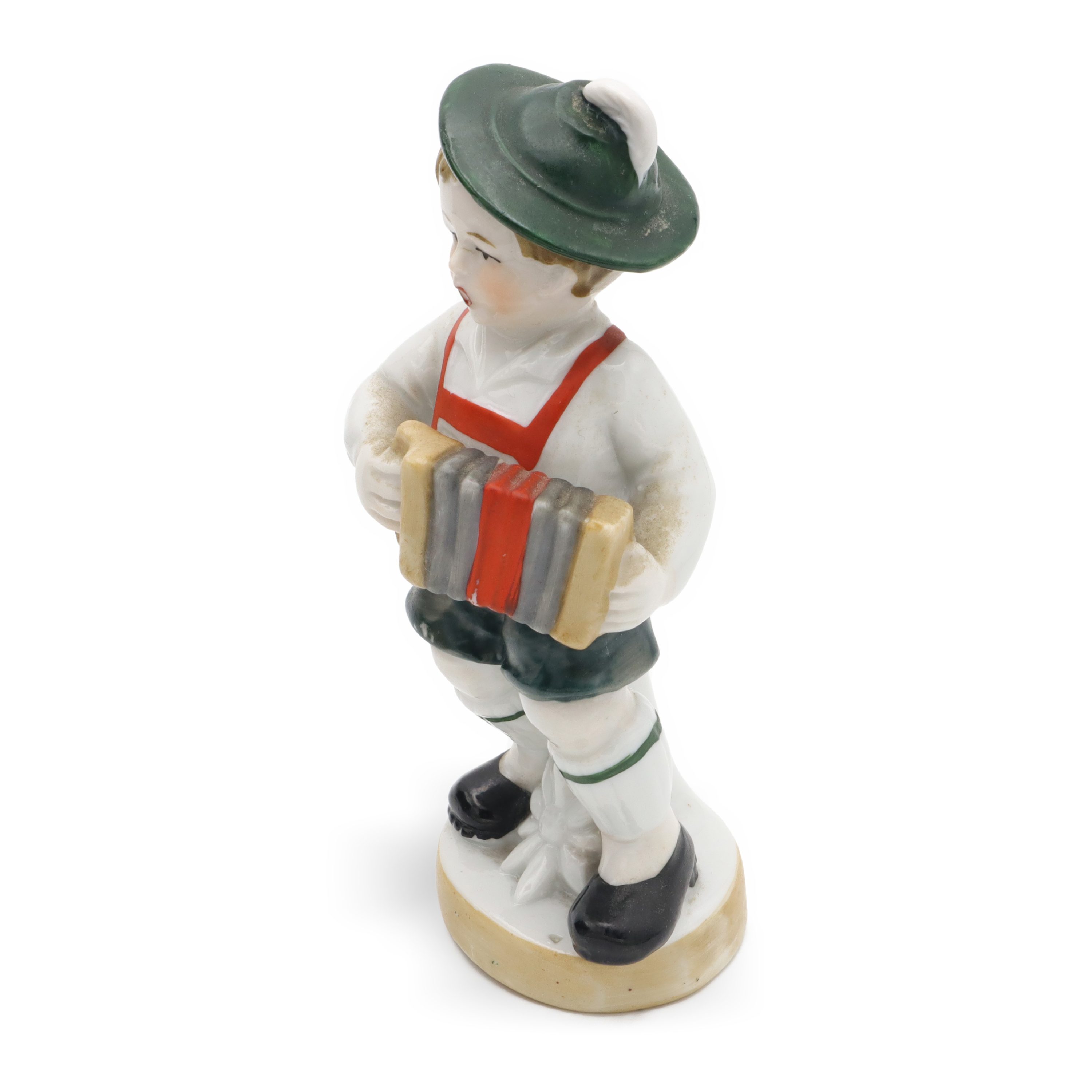 Vintage Junge Spielt Akkordeon - Handbemalte Bavaria Porzellan - Keramik-Sammlerfigur