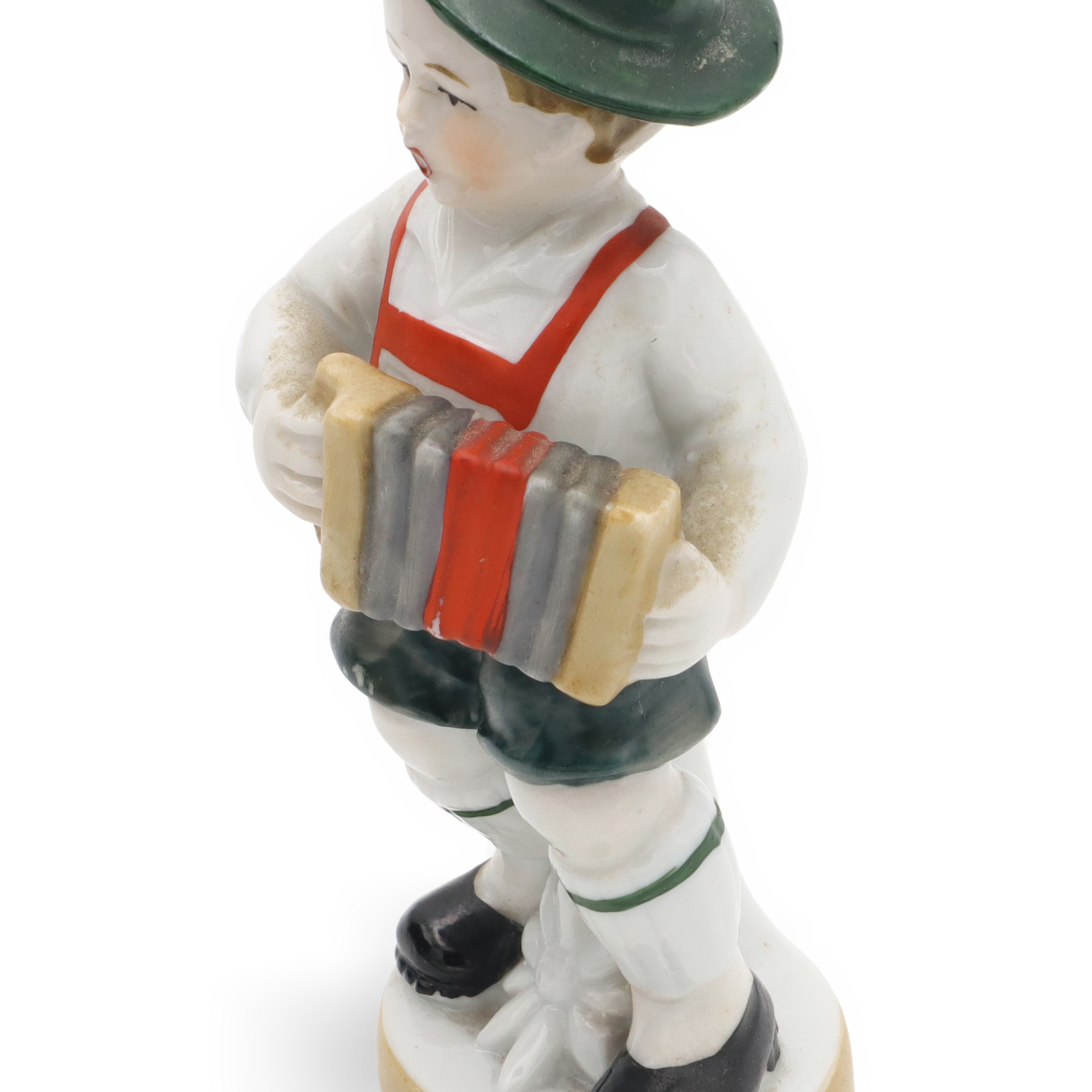 Vintage Junge Spielt Akkordeon - Handbemalte Bavaria Porzellan - Keramik-Sammlerfigur