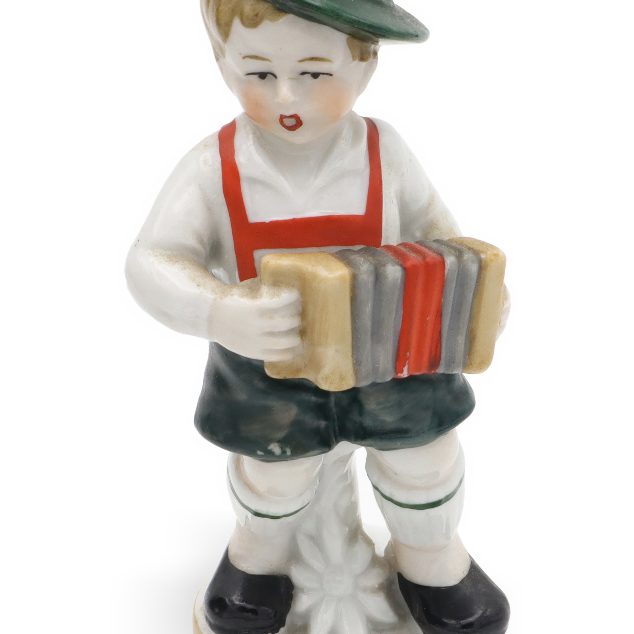 Vintage Junge Spielt Akkordeon - Handbemalte Bavaria Porzellan - Keramik-Sammlerfigur