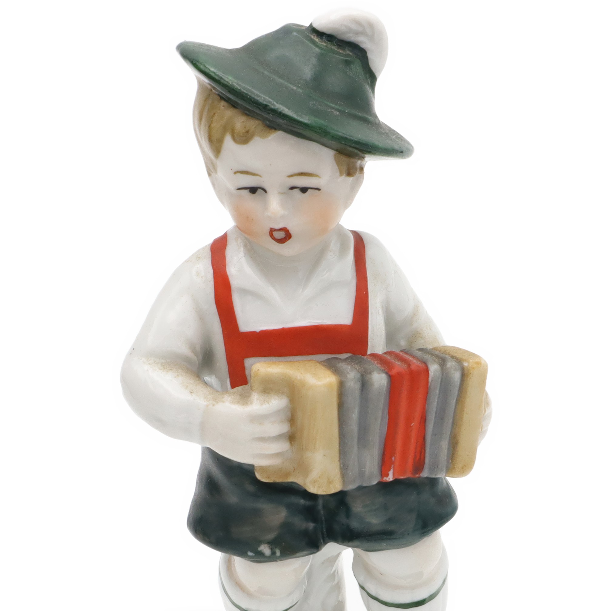 Vintage Junge Spielt Akkordeon - Handbemalte Bavaria Porzellan - Keramik-Sammlerfigur