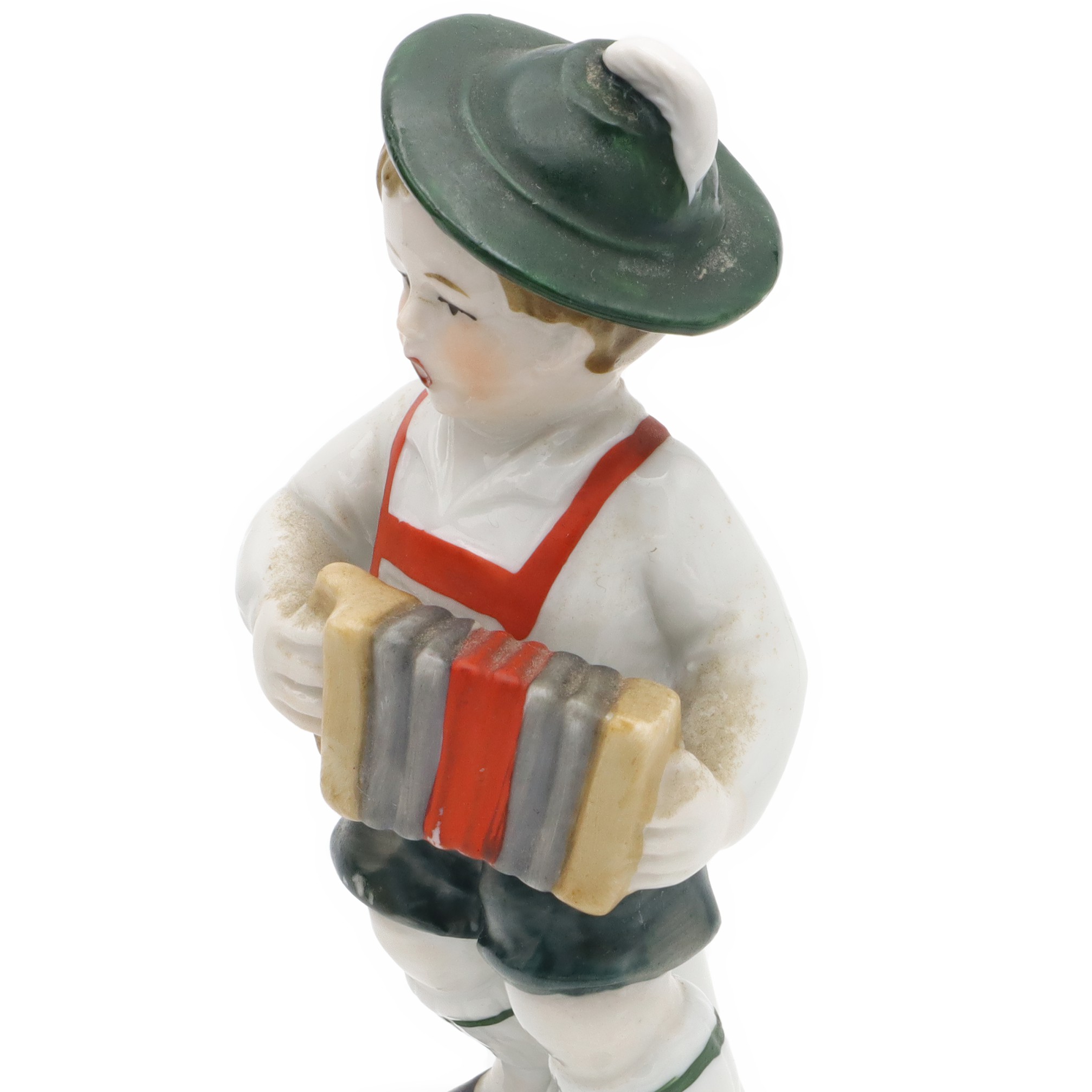 Vintage Junge Spielt Akkordeon - Handbemalte Bavaria Porzellan - Keramik-Sammlerfigur