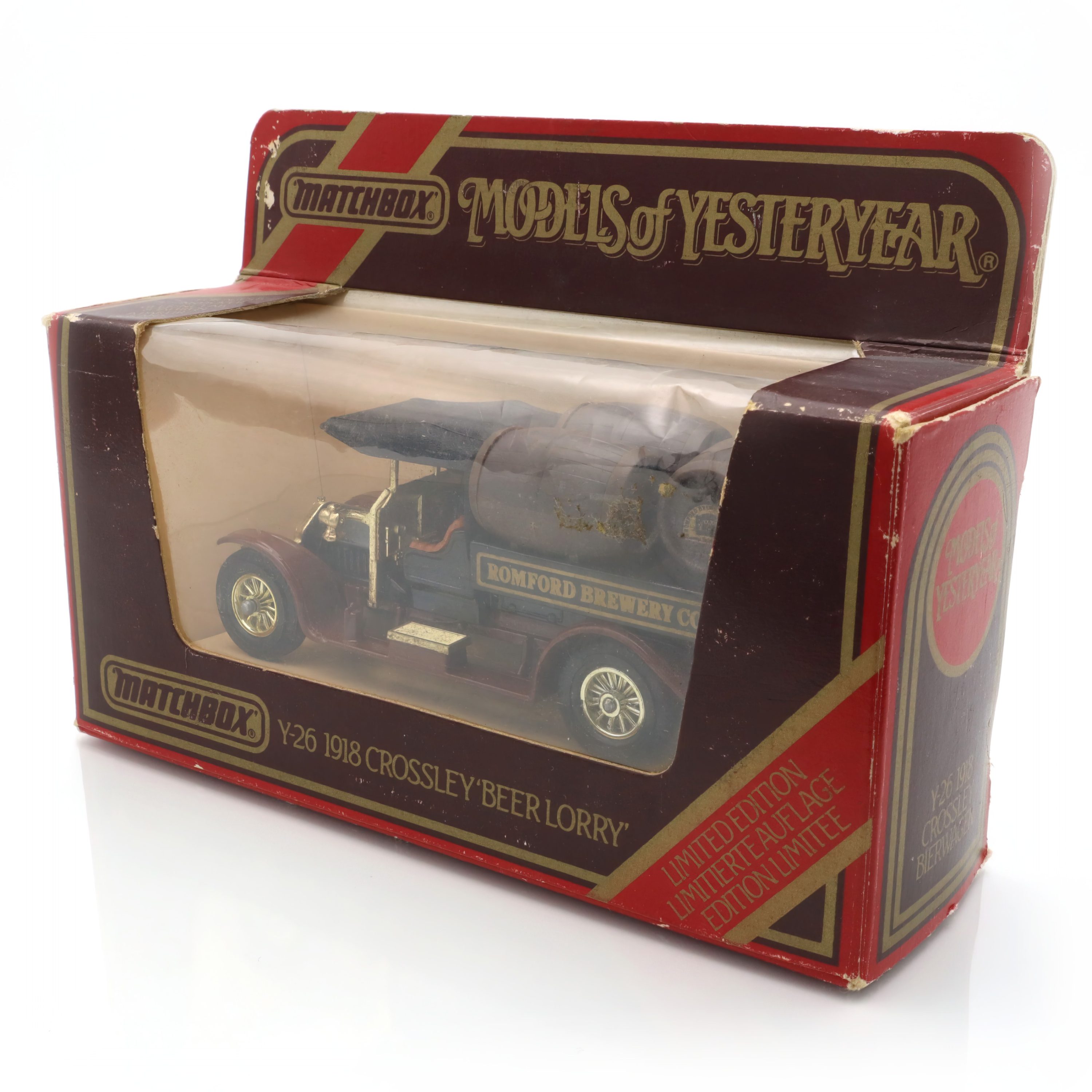 Y-26 1918 Crossley Bier-Lkw - Vintage Druckguss - Sammlermodell - Brauerei-Thema - Klassisches Nutzfahrzeug