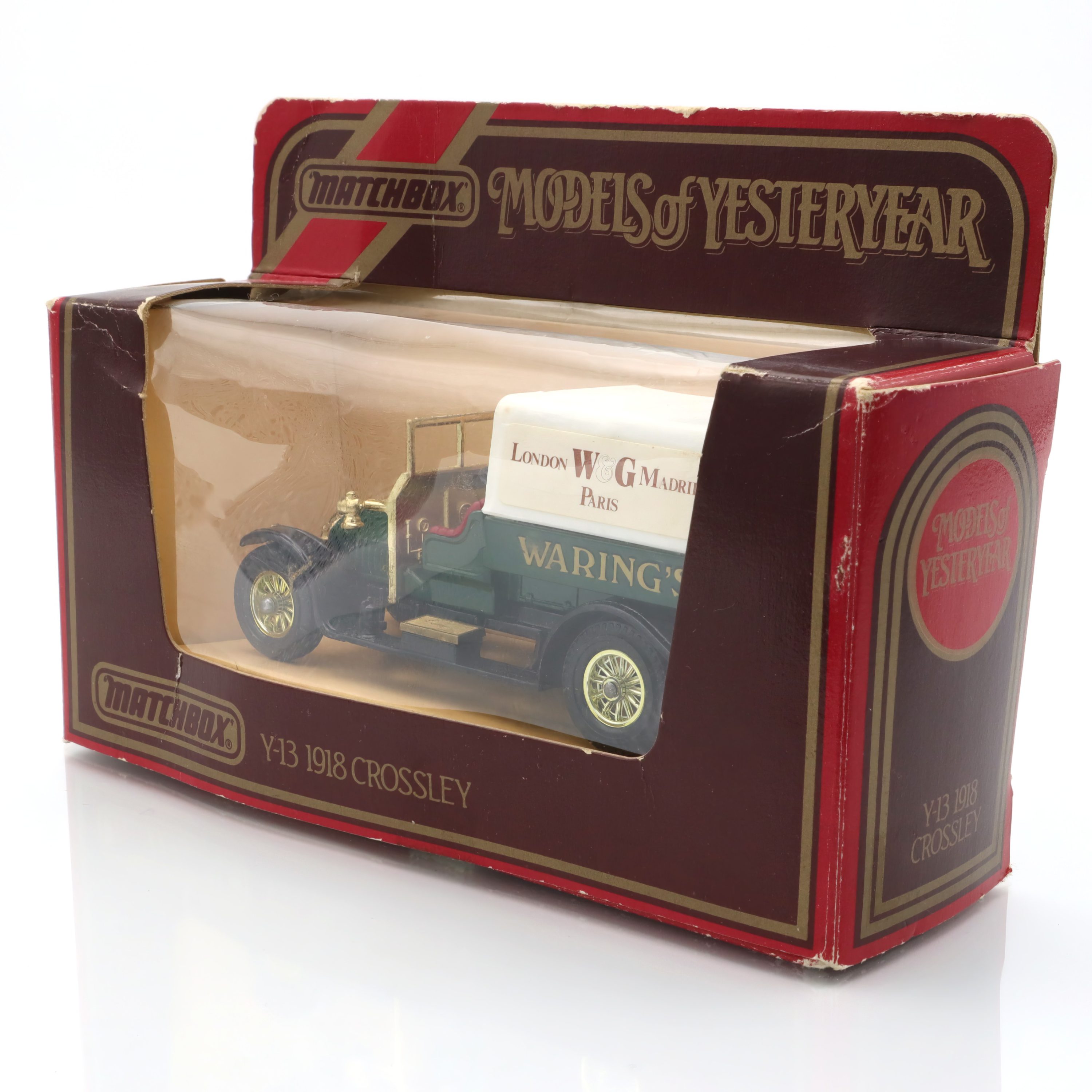 Y-13 Crossley 1918 Warning's Truck - Vintage Druckgussmodell - Matchbox Sammlerstück - Antikes Spielzeugfahrzeug