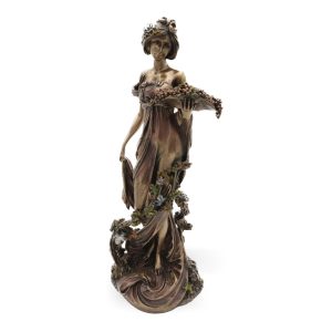 Alphonse Mucha Jugendstil Statue - Bronzebeschichtete Elegante Frauenfigur - Nymphen Statue - Veronese Kollektion - Nicht Mehr Produziert