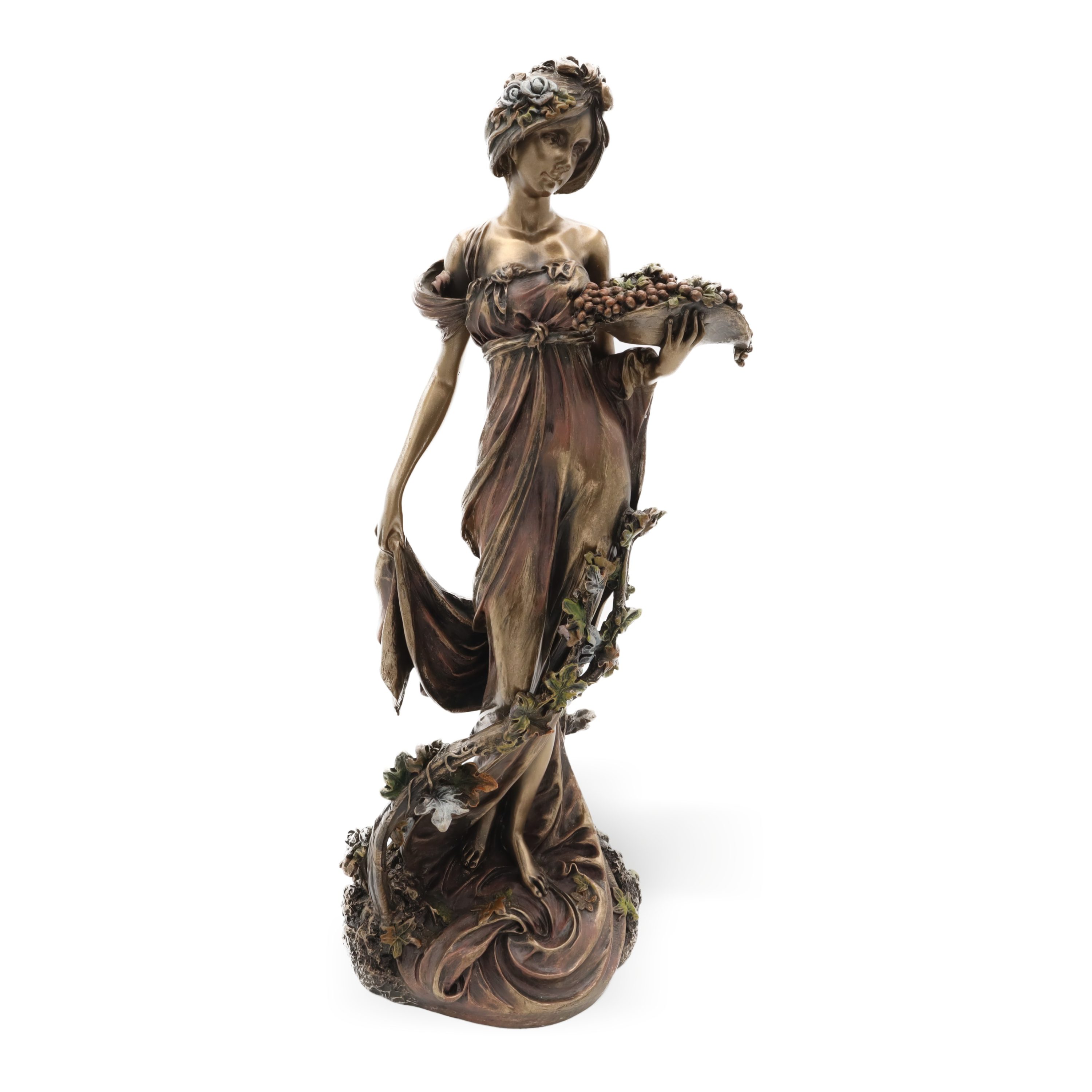 Alphonse Mucha Jugendstil Statue - Bronzebeschichtete Elegante Frauenfigur - Nymphen Statue - Veronese Kollektion - Nicht Mehr Produziert