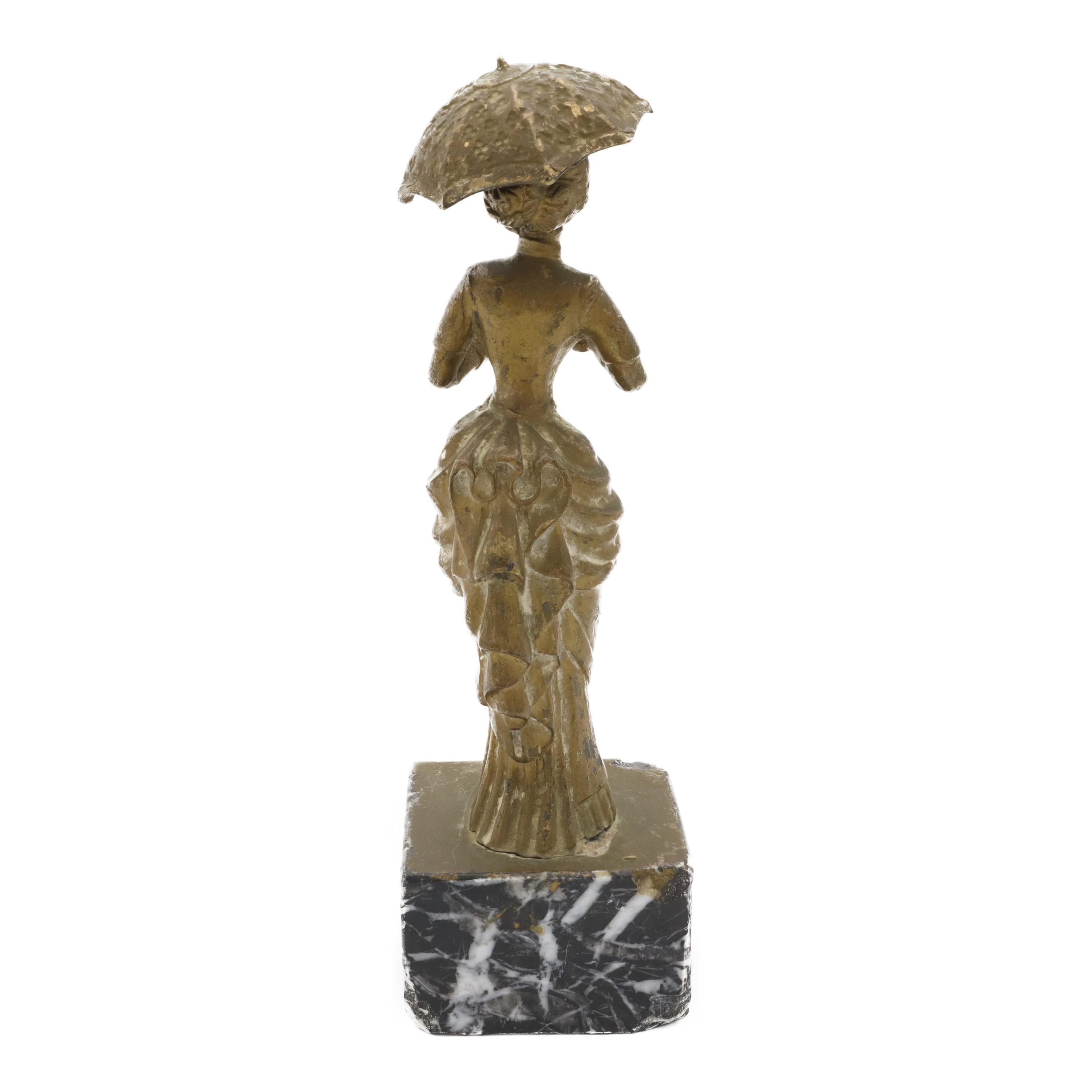 Antike Bronze-Figur - Dame Mit Schirm - Statue - Vintage Bronze-Skulptur - Art-Déco Wohnkultur - Sammlerobjekt Der Bronze-Kunst