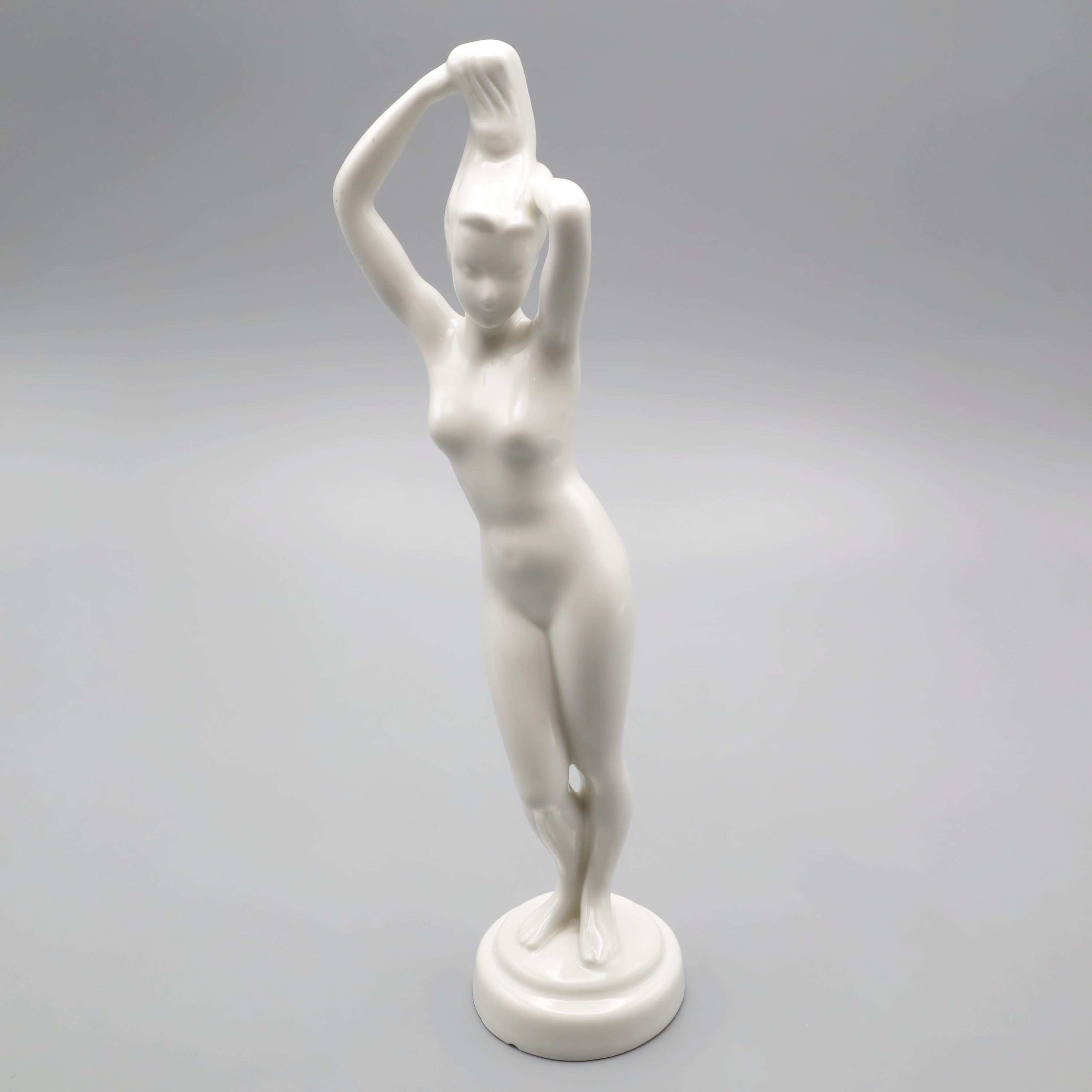 Art Deco Akt-Dame Figurine - Nackte Frau In Pose - Vintage Ungarisches Aquincum Porzellan 1970 - Retro Wohnkultur - Mid Century Modern Stil