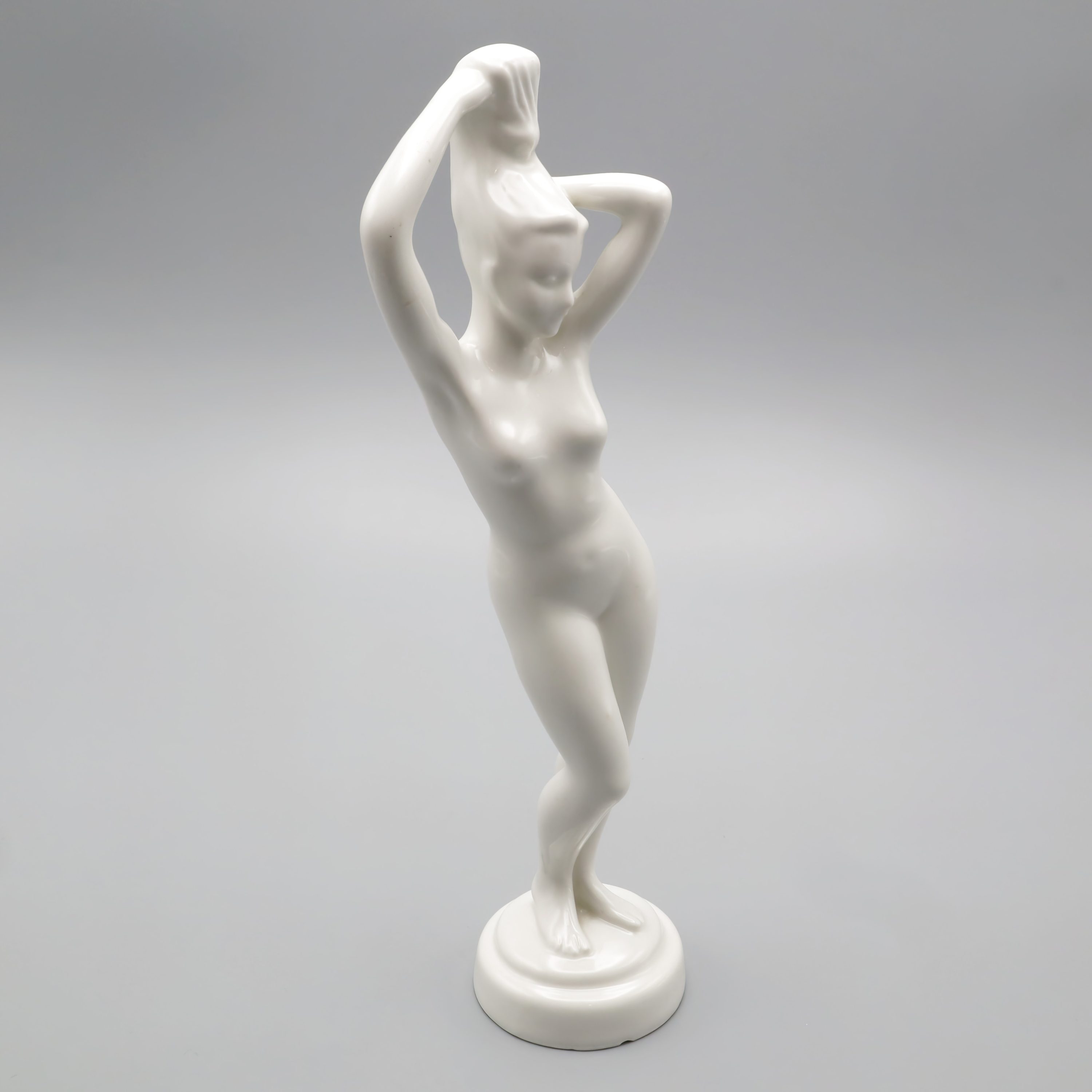 Art Deco Akt-Dame Figurine - Nackte Frau In Pose - Vintage Ungarisches Aquincum Porzellan 1970 - Retro Wohnkultur - Mid Century Modern Stil