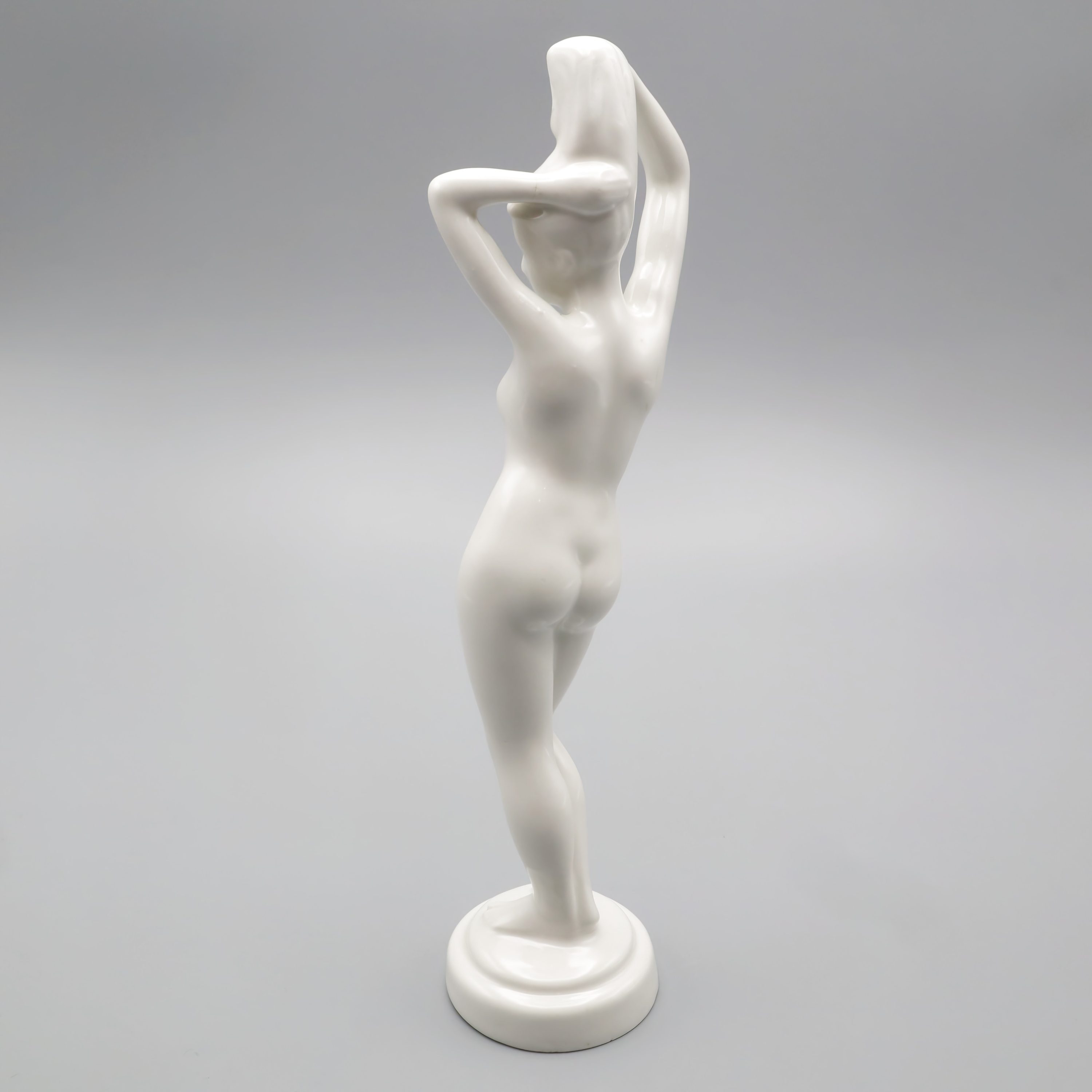 Art Deco Akt-Dame Figurine - Nackte Frau In Pose - Vintage Ungarisches Aquincum Porzellan 1970 - Retro Wohnkultur - Mid Century Modern Stil