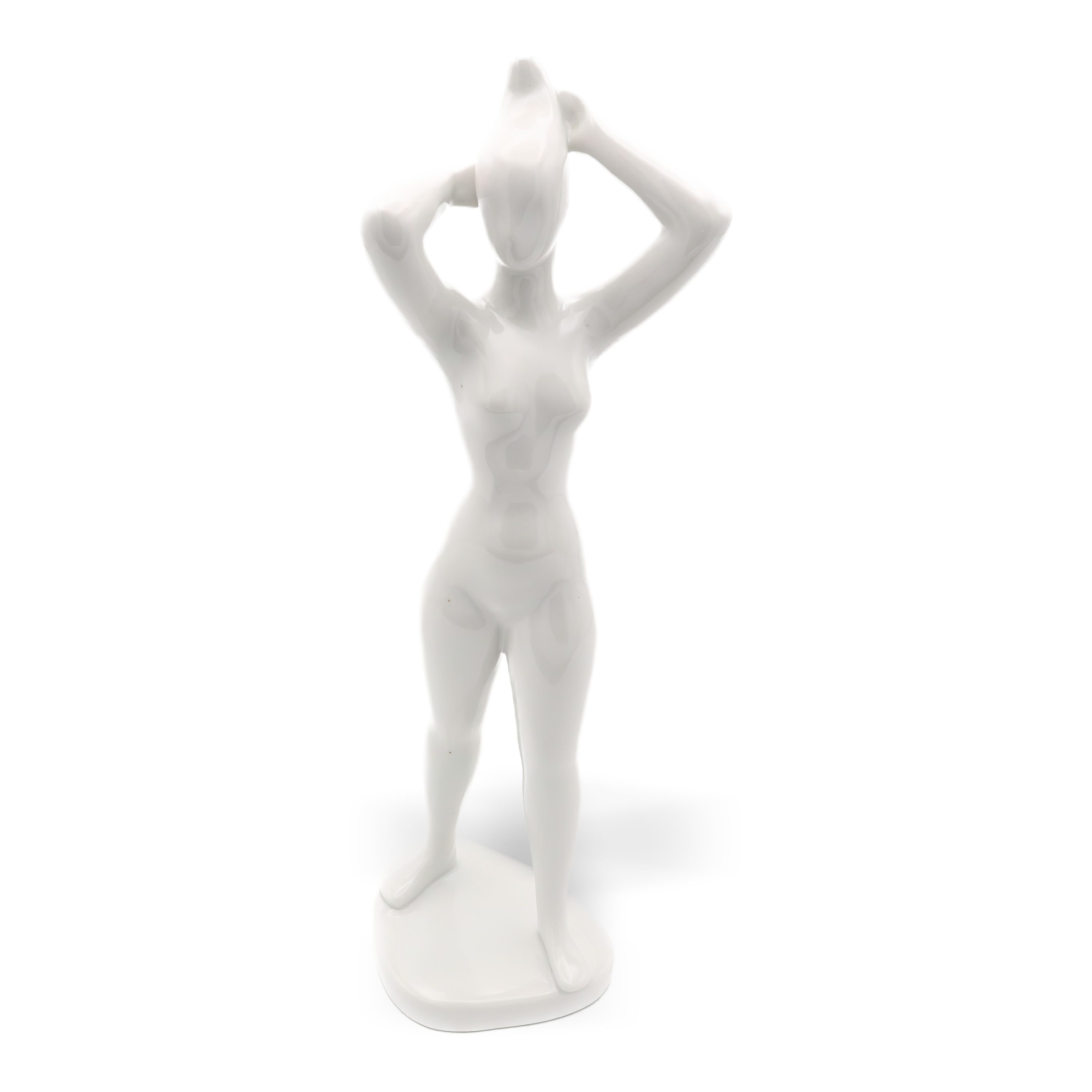 Art Déco Frauen Statue - Dame Kämmt Ihr Haar - Handgefertigte Porzellanfigur - Sehr Selten - Vintage Wohnaccessoire