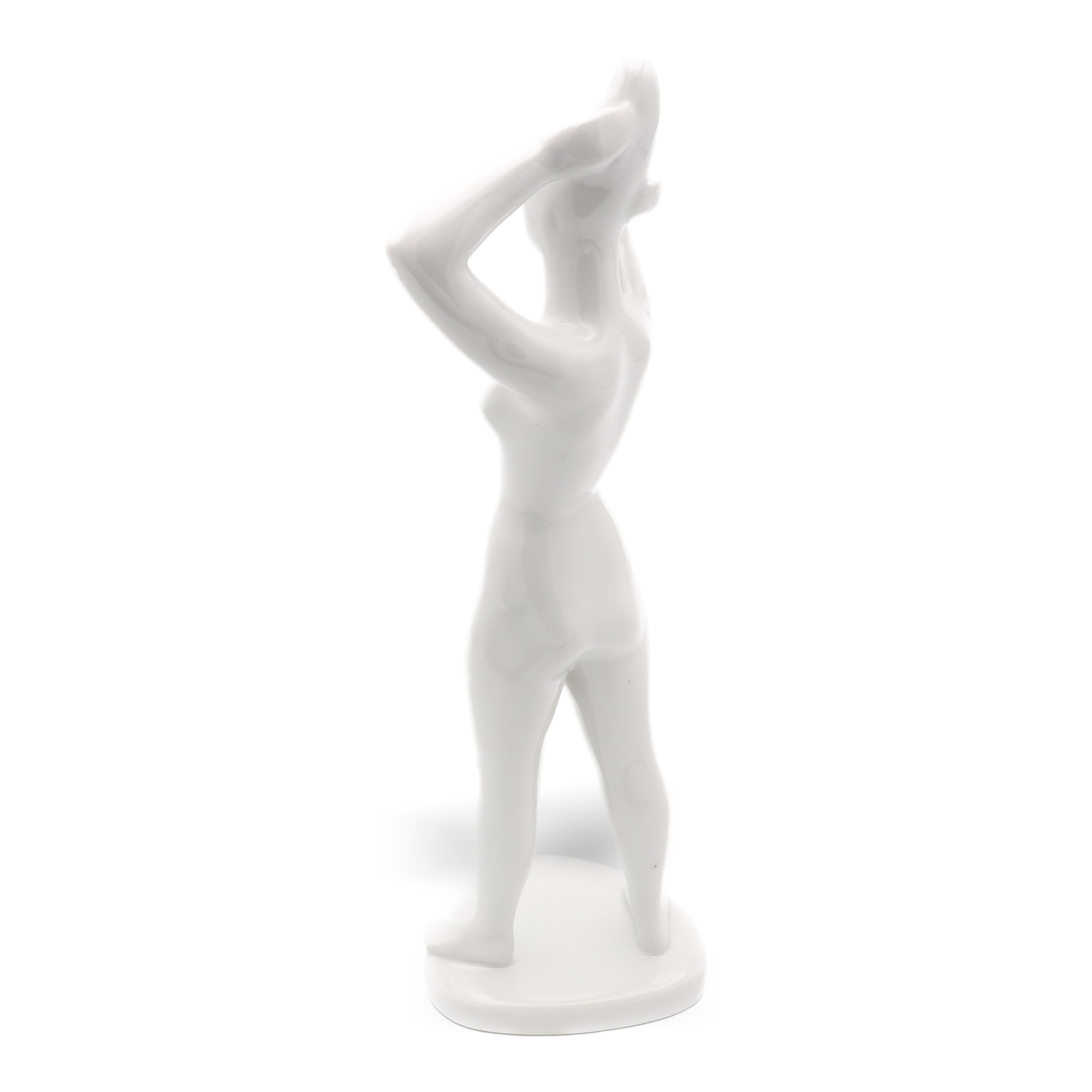 Art Déco Frauen Statue - Dame Kämmt Ihr Haar - Handgefertigte Porzellanfigur - Sehr Selten - Vintage Wohnaccessoire