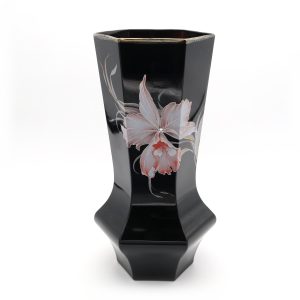 Schwarze Murano Vase - Hexagonale Vintage-Handarbeit - Italienisches Kunstglas-Dekor - Mid-Century Modern Wohnstil - Sammelbare Glasvase