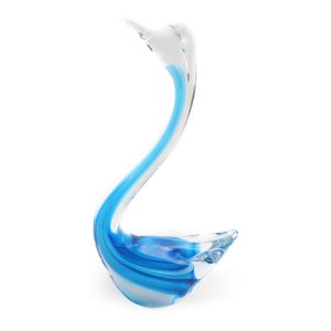 Blauer Murano Schwan - Italienische Kunstglasfigur - Vintage Handgeblasener Glasschwan - Mid-Century Deko-Sammlerstück