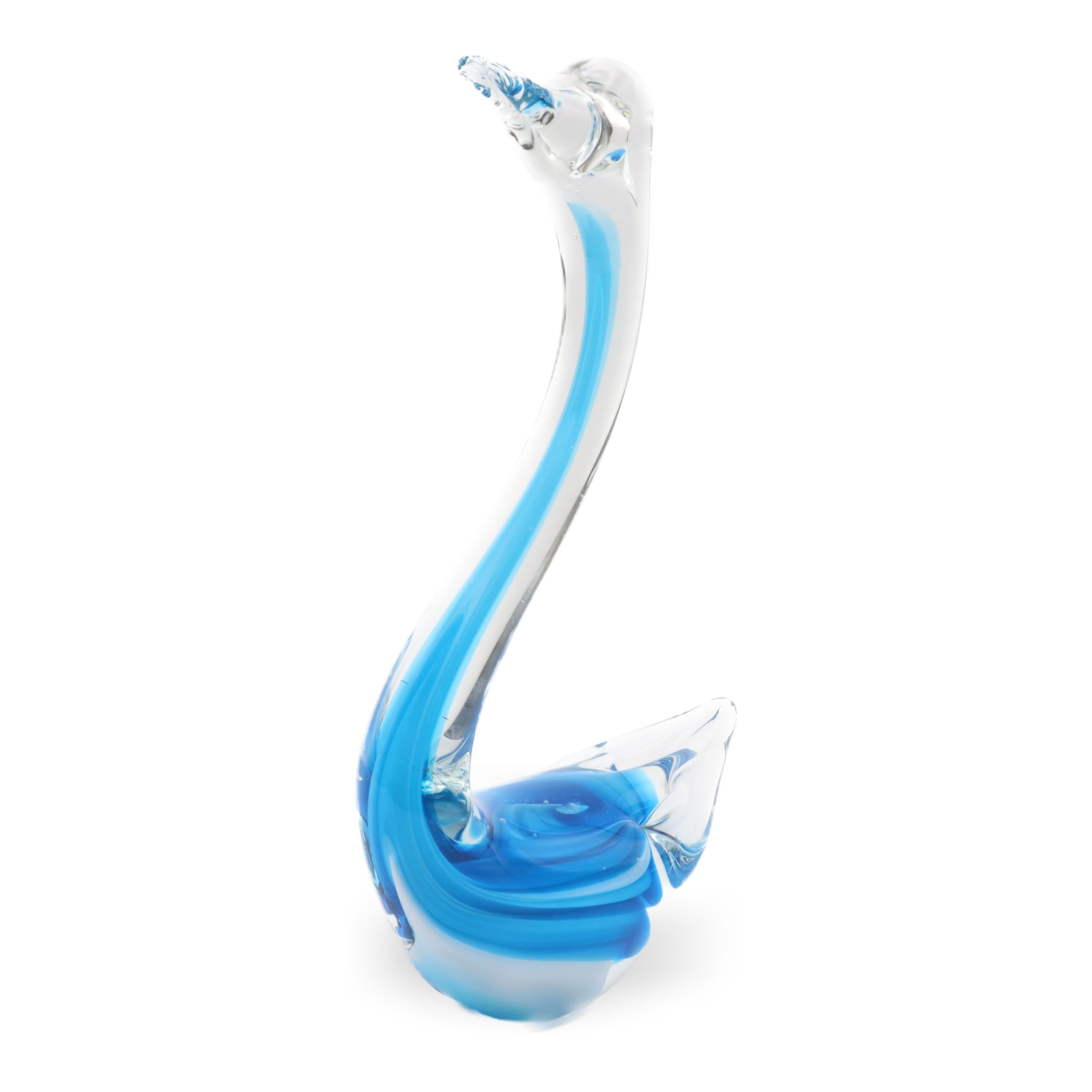 Blauer Murano Schwan - Italienische Kunstglasfigur - Vintage Handgeblasener Glasschwan - Mid-Century Deko-Sammlerstück