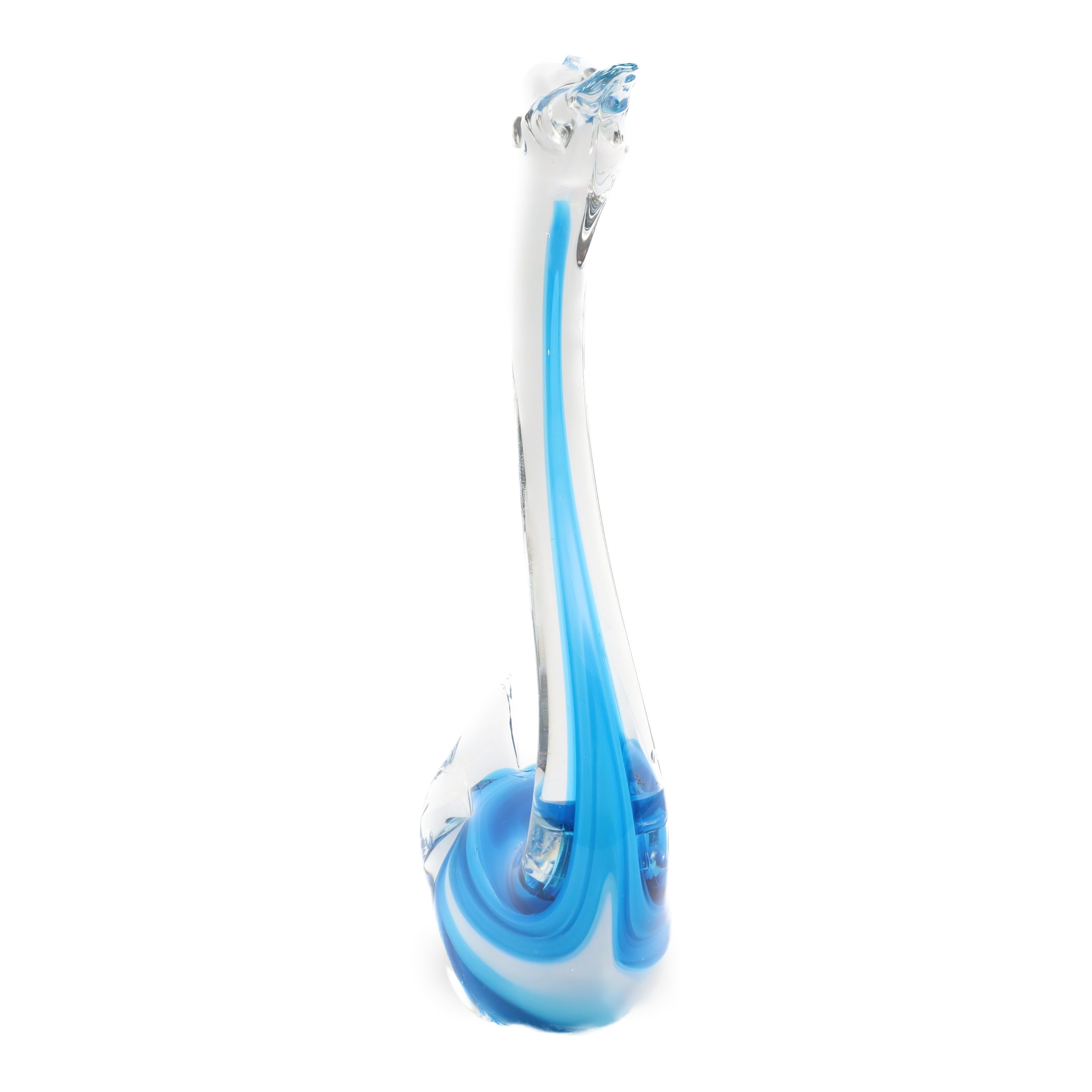 Blauer Murano Schwan - Italienische Kunstglasfigur - Vintage Handgeblasener Glasschwan - Mid-Century Deko-Sammlerstück